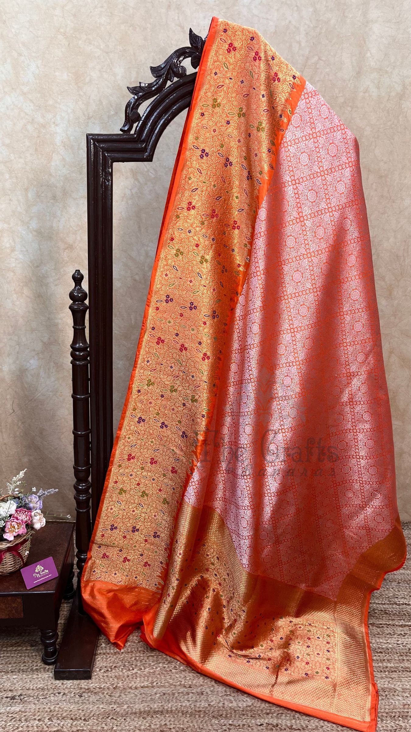 Pure Katan Silk Handloom Banarasi Saree - Kadhua Tanchui Brocade Meena
