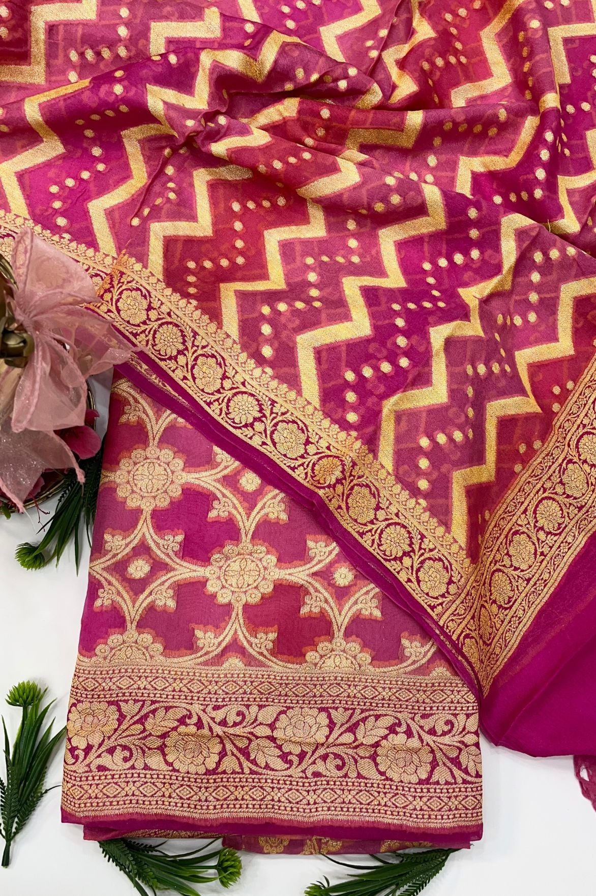 Pure Khaddi Chiffon Banarasi Dress Material