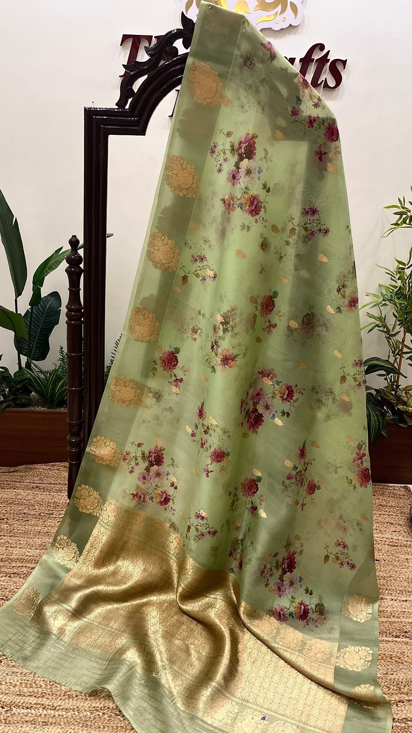 Pure Kora Silk Banarasi Saree - with Digital Print