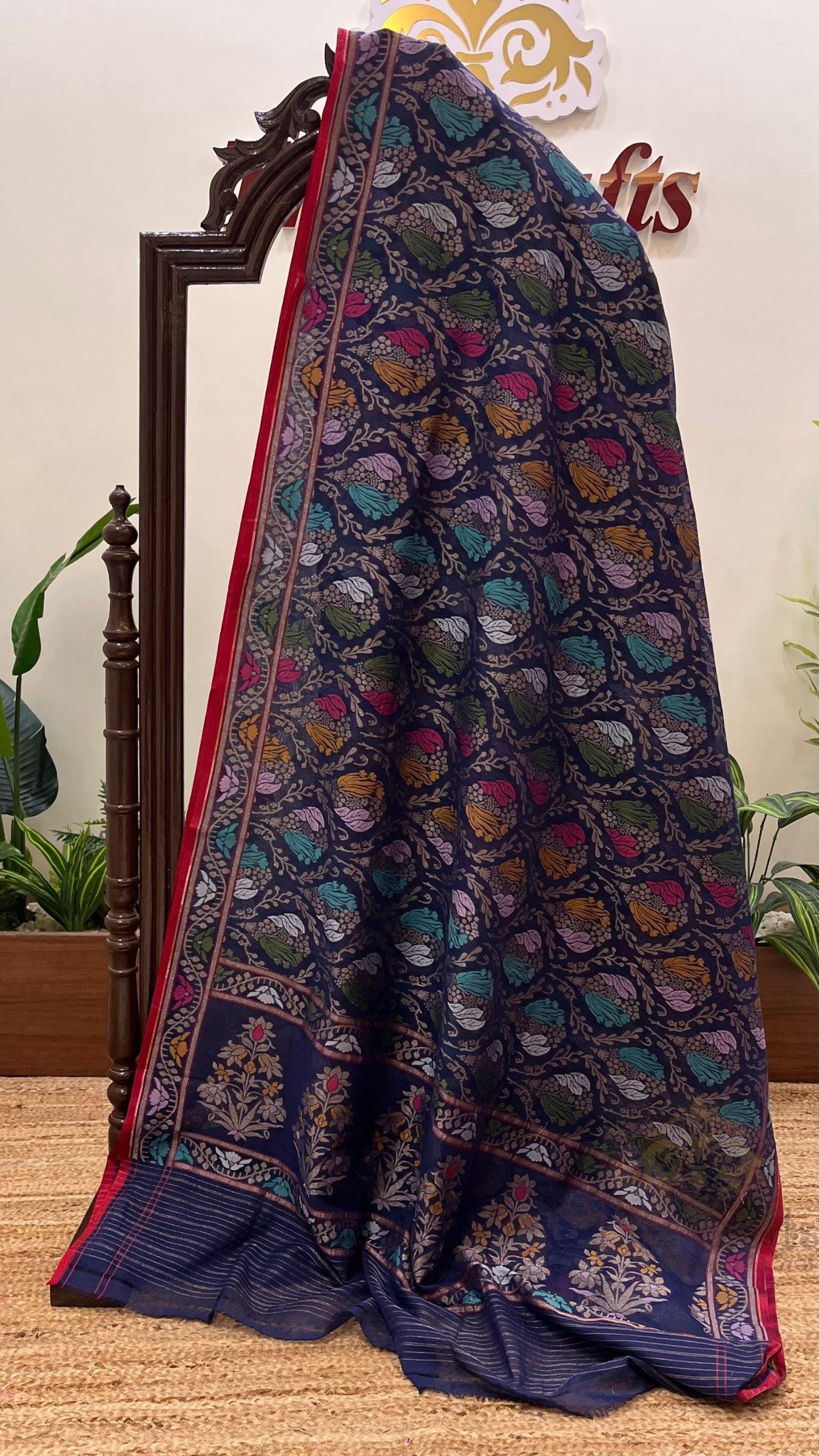 Pure Ektara Cotton Jamdani Banarasi Saree - Tilfi