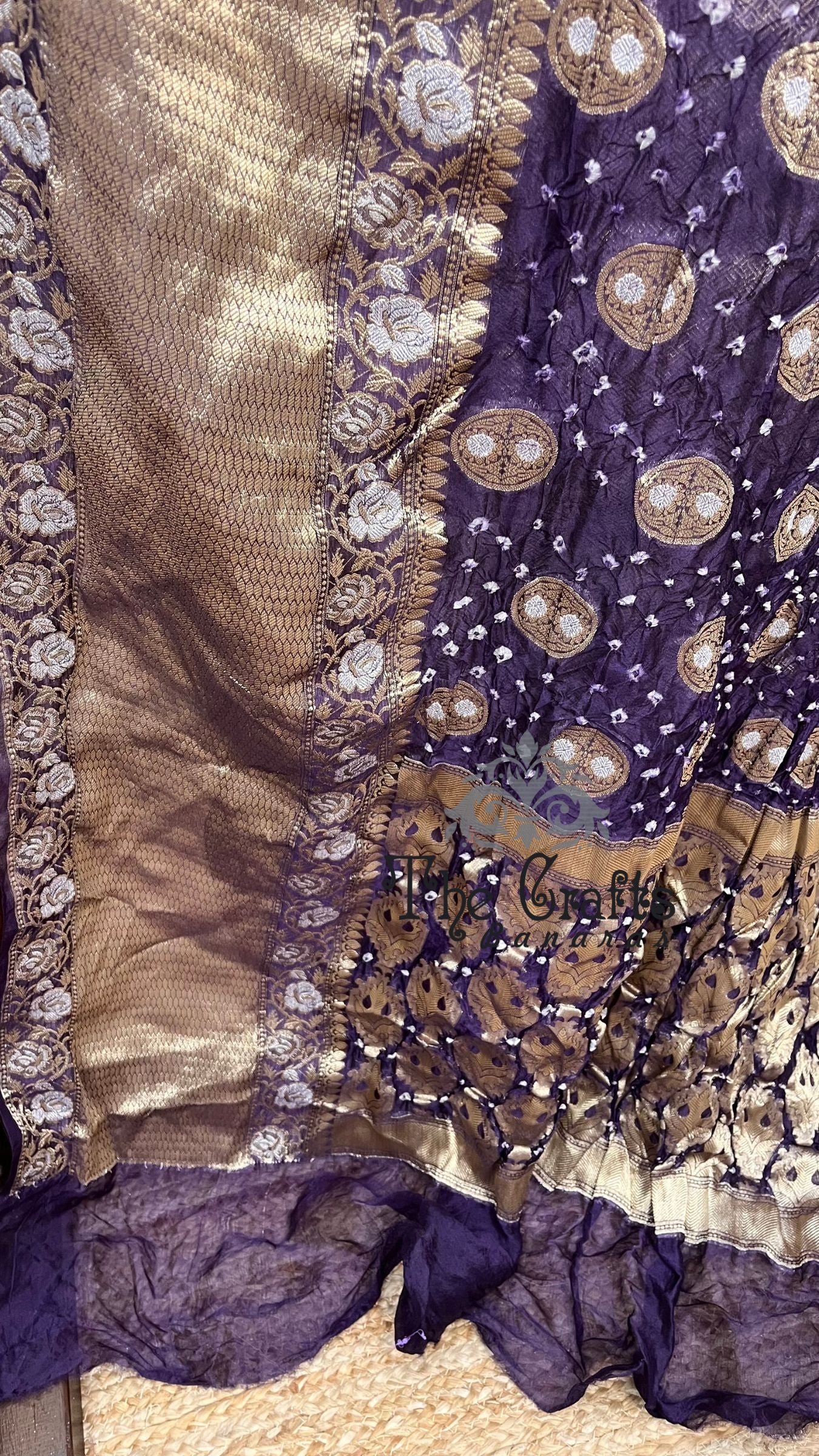 Pure Chiniya Silk Handloom Bandhej Banarasi Saree
