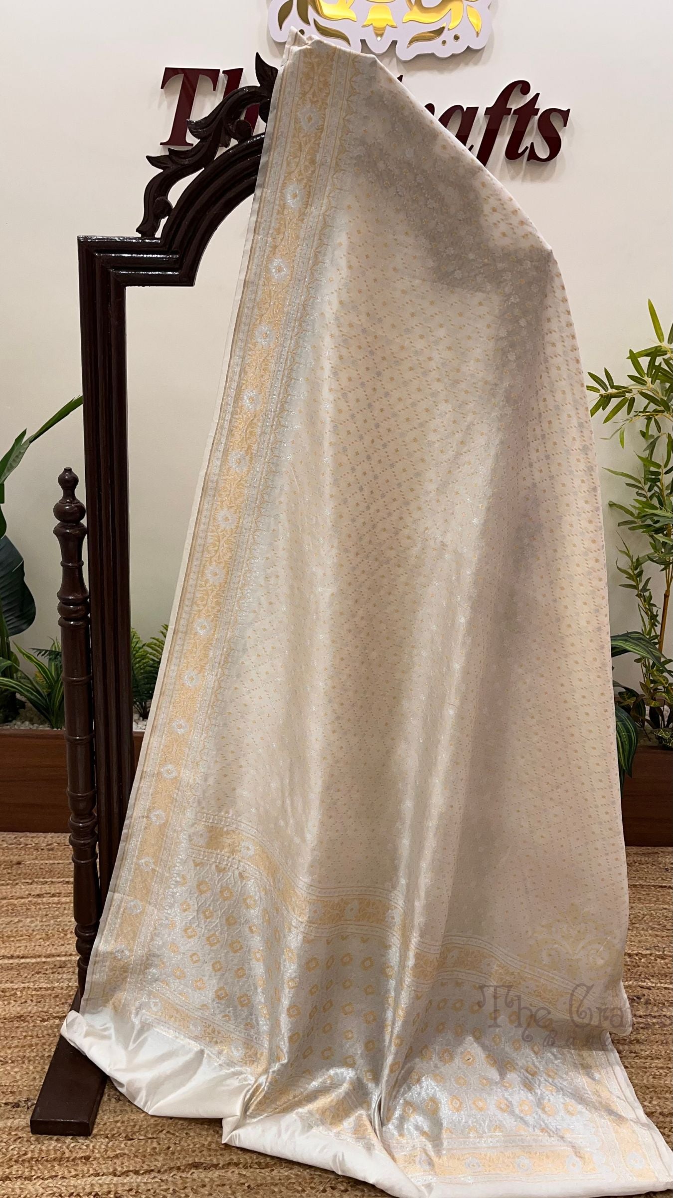 Pure Organza Silk Handloom Banarasi Saree - All over Sona Roopa Jaal work
