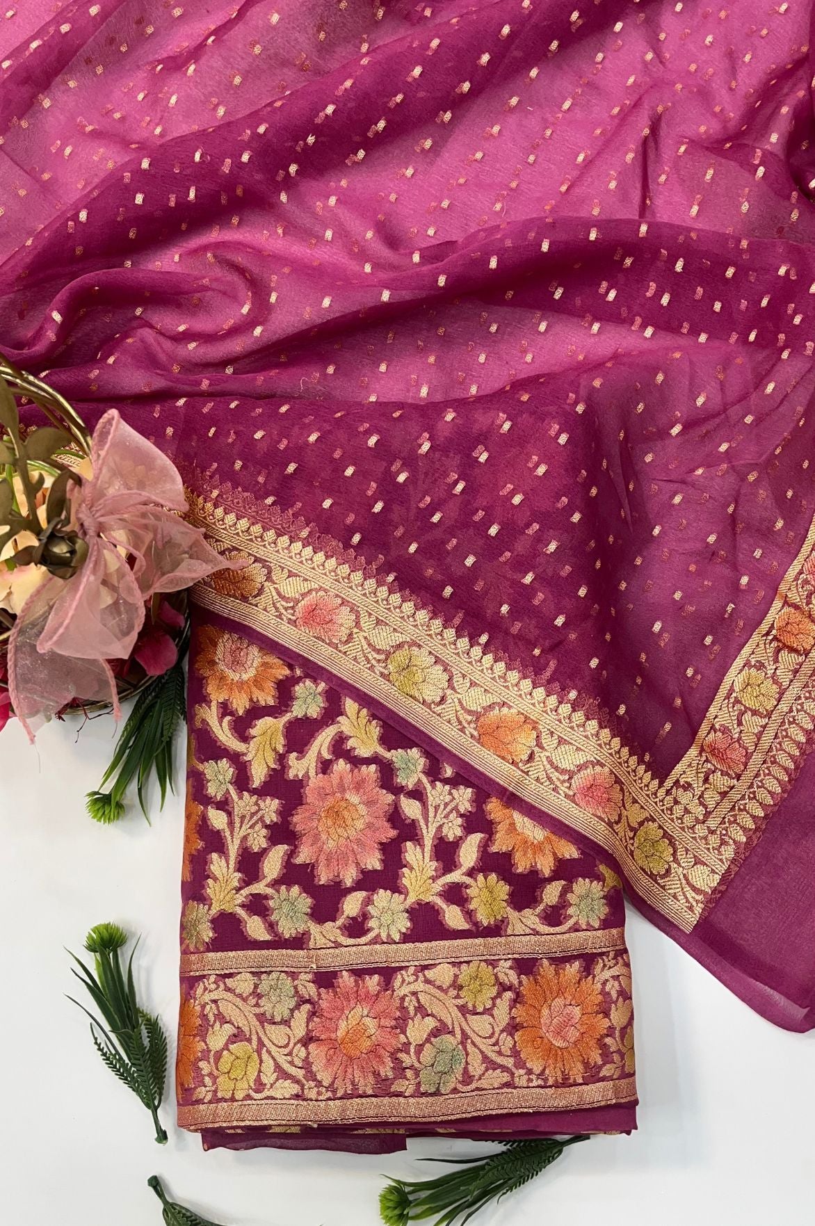 Khaddi Georgette Banarasi Dress Material