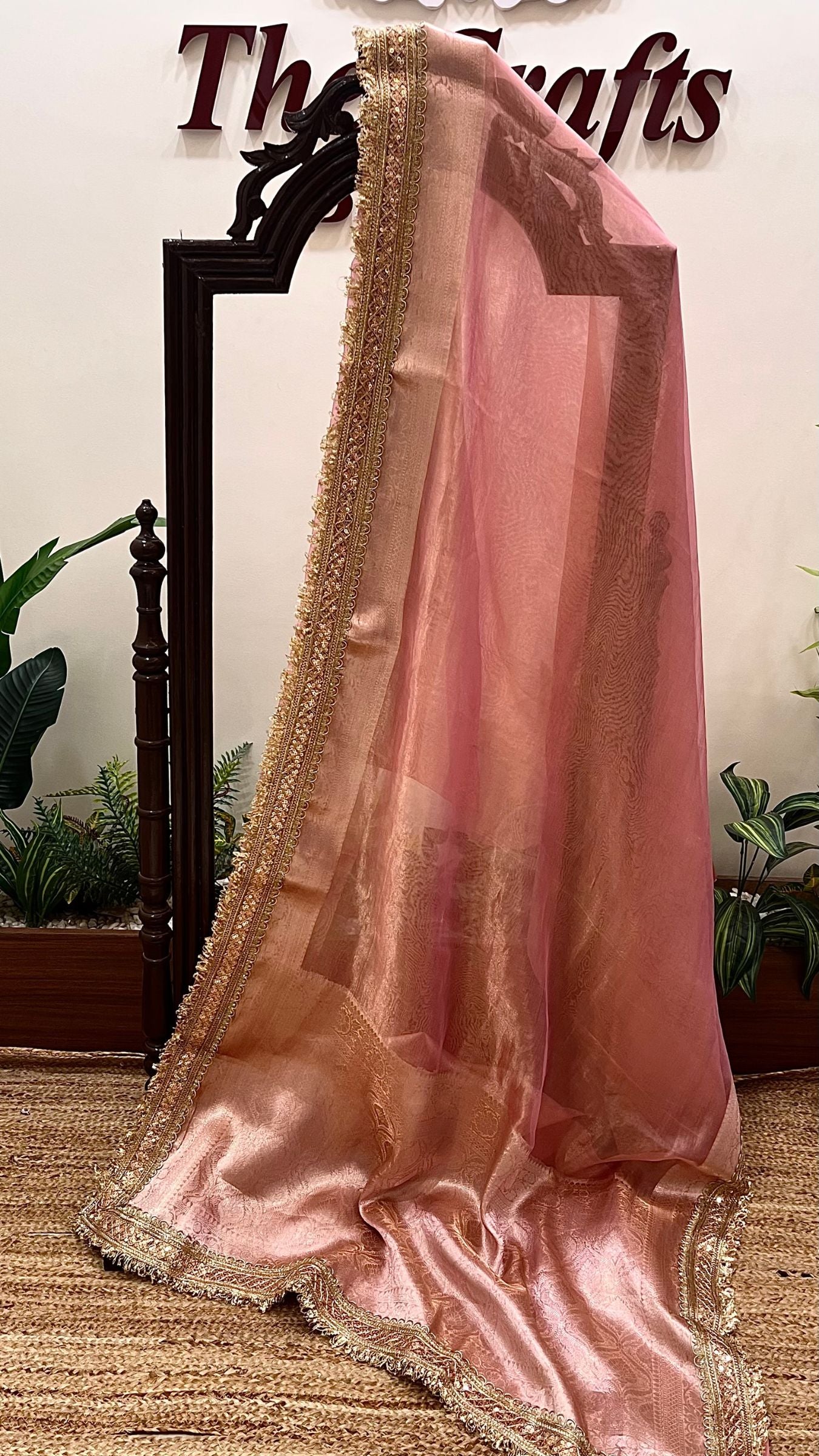 Pure Tissue Silk Handloom Banarasi Saree - with Lace Border
