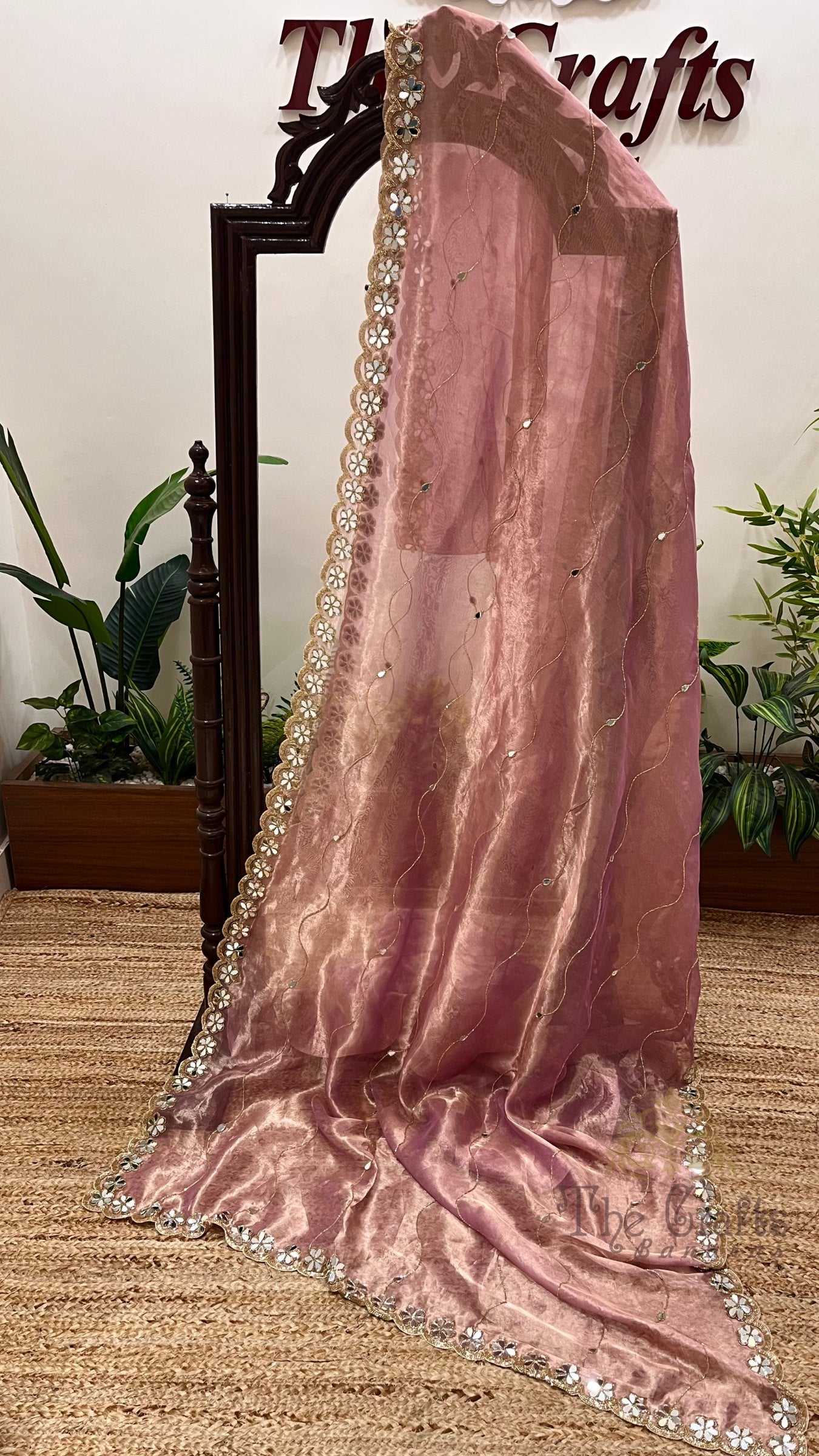 Pure Tissue Silk Banarasi Saree - with Mirror, Cut Dana & Scallop Handwork