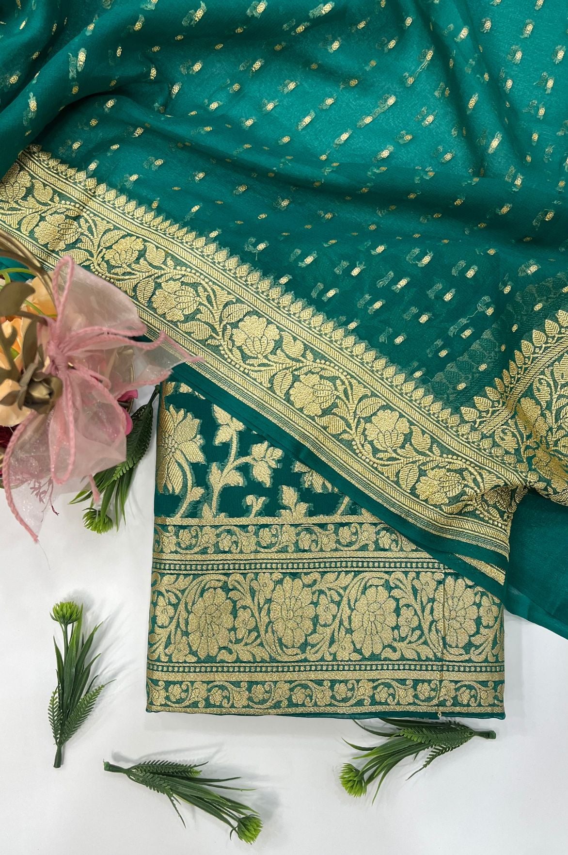 Khaddi Georgette Banarasi Dress Material