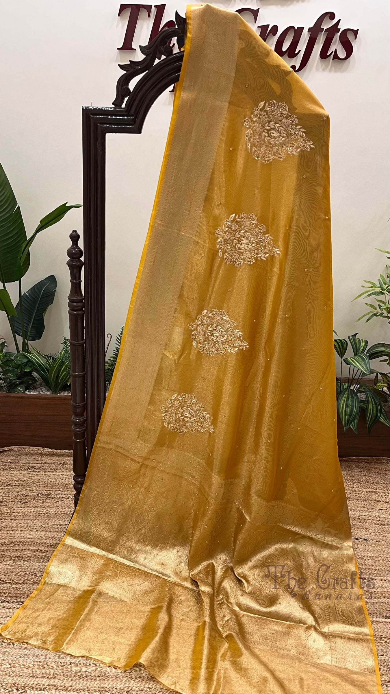 Pure Tissue Silk Banarasi Saree - with Zardozi & Cut Dana Handwork