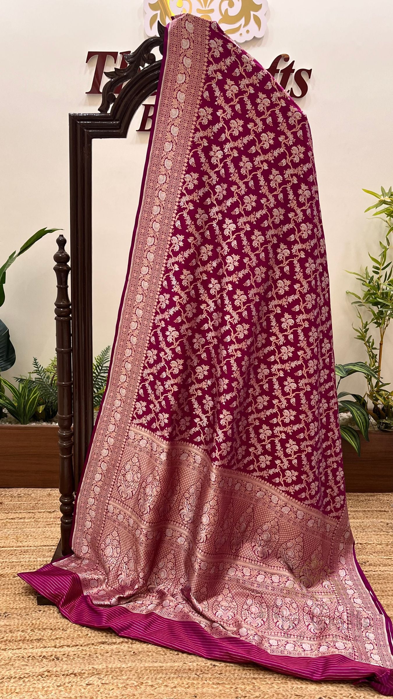 Pure Katan Silk Handloom Banarasi Saree - All Over Sona Rupa Jaal Work