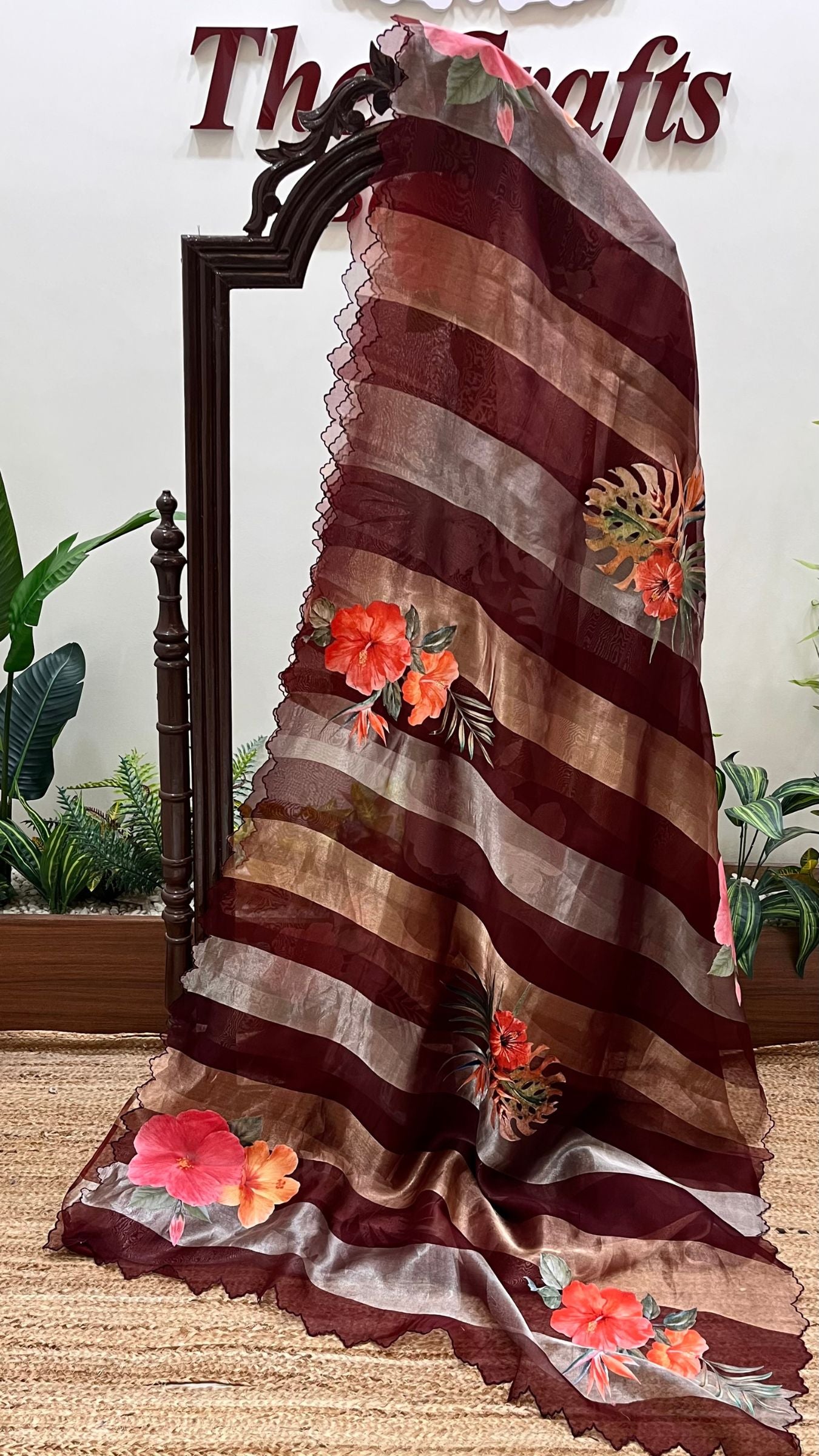 Pure Kora  Tissue Silk Banarasi Saree - with Digital Print