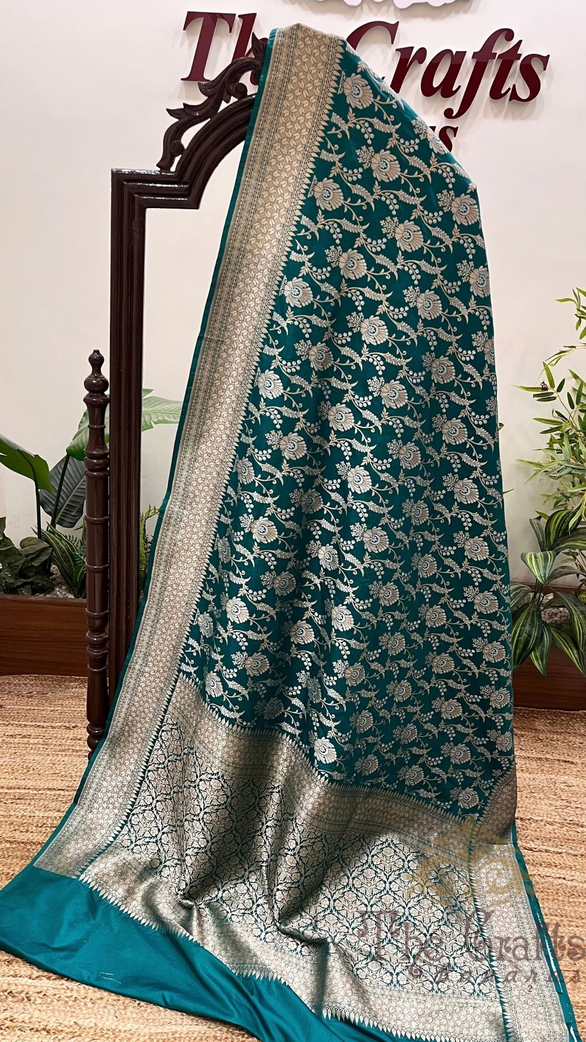 Pure Katan Silk Handloom Banarasi Saree - All Over Sona Rupa Jaal Work