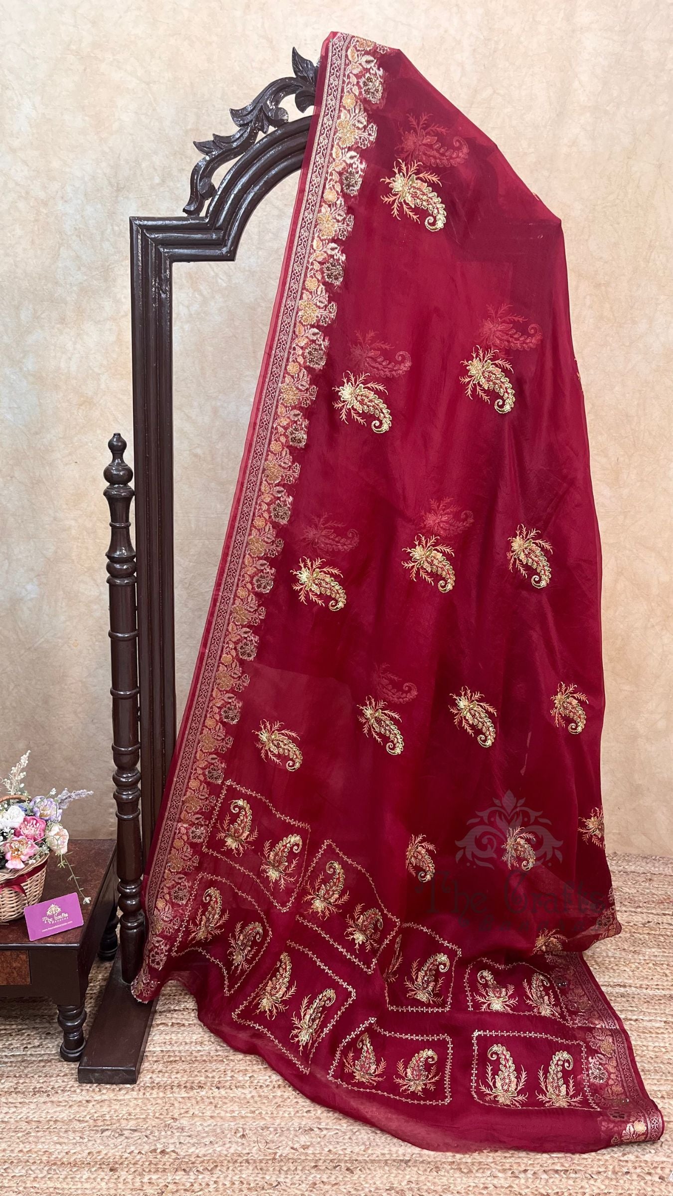 Pure Kora Silk Handloom Banarasi Saree - Stone Work