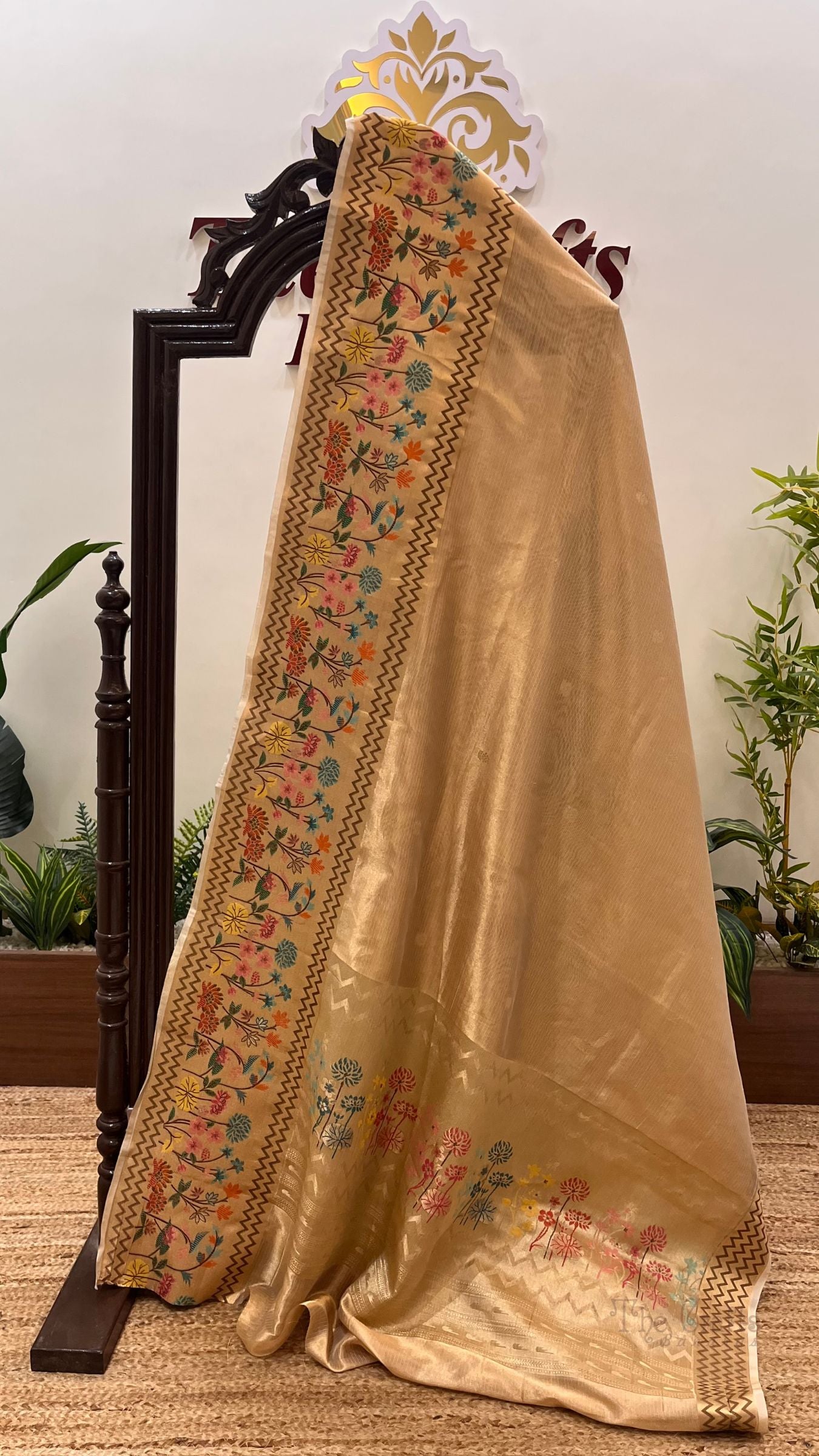 Pure Zari Kota Tissue Silk Handloom  Banarasi Saree - Meenakari