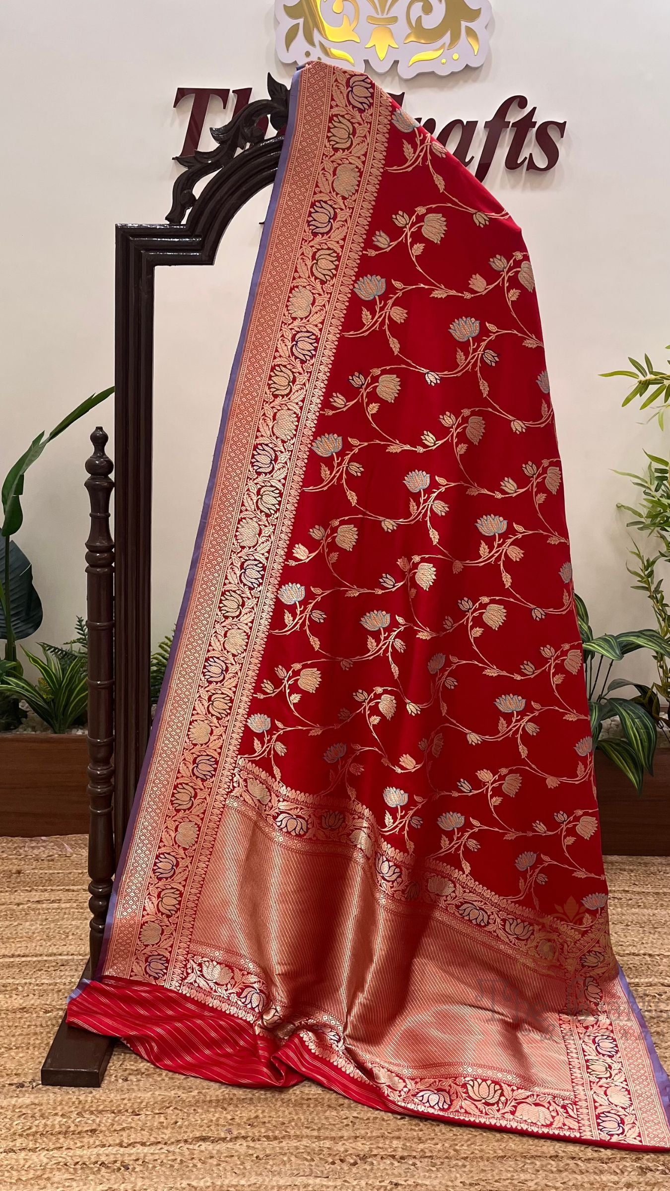 Pure Katan Silk Handloom Banarasi Saree - All Over Kadiyal Multimeena Jangla