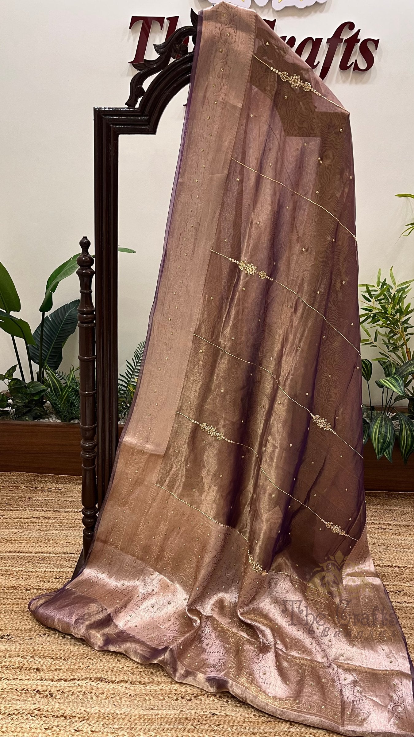 Pure Tissue Silk Banarasi Saree with Sirki & Zardozi Handwork
