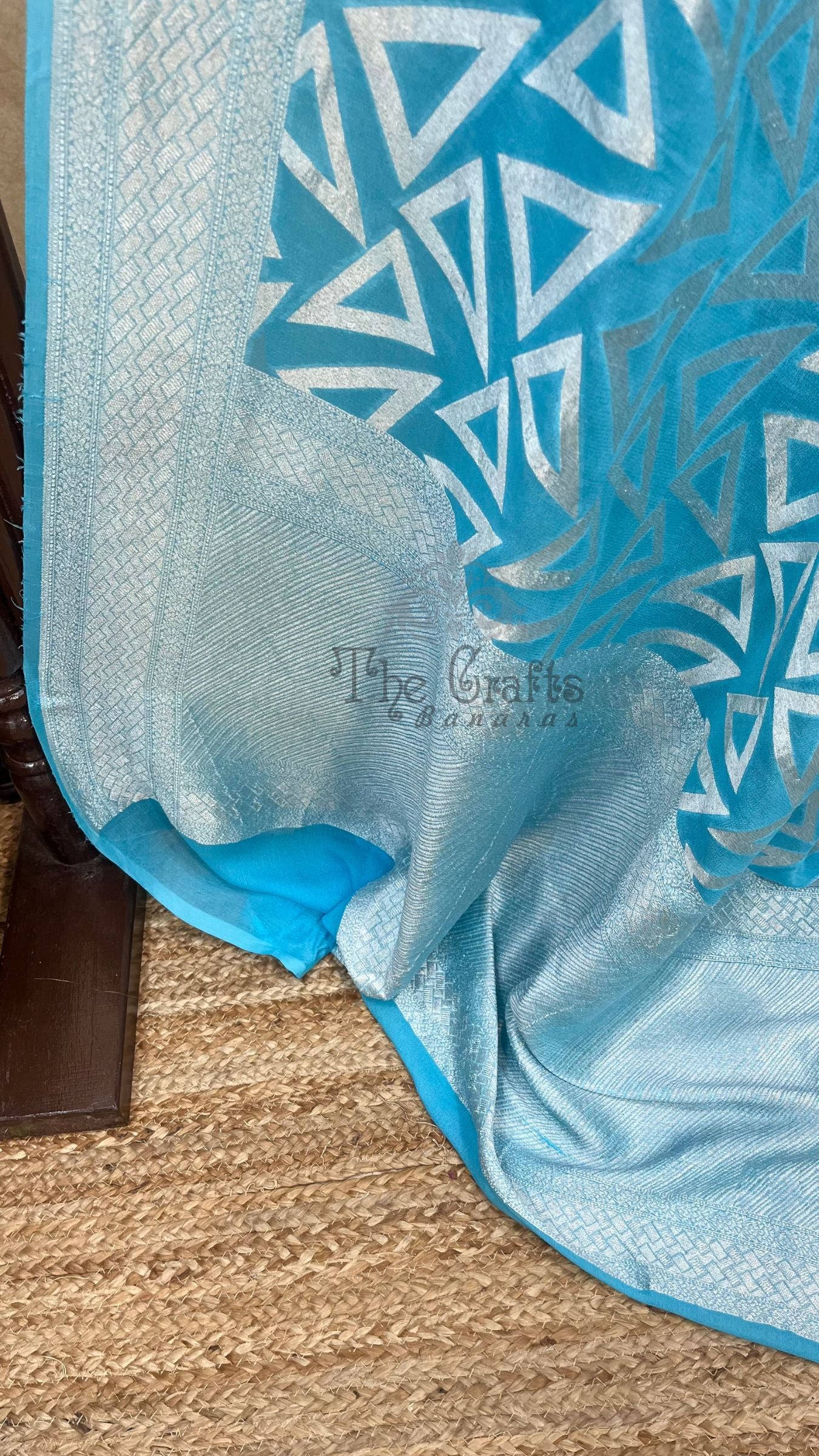 Pure Georgette Banarasi Saree - Silver Zari