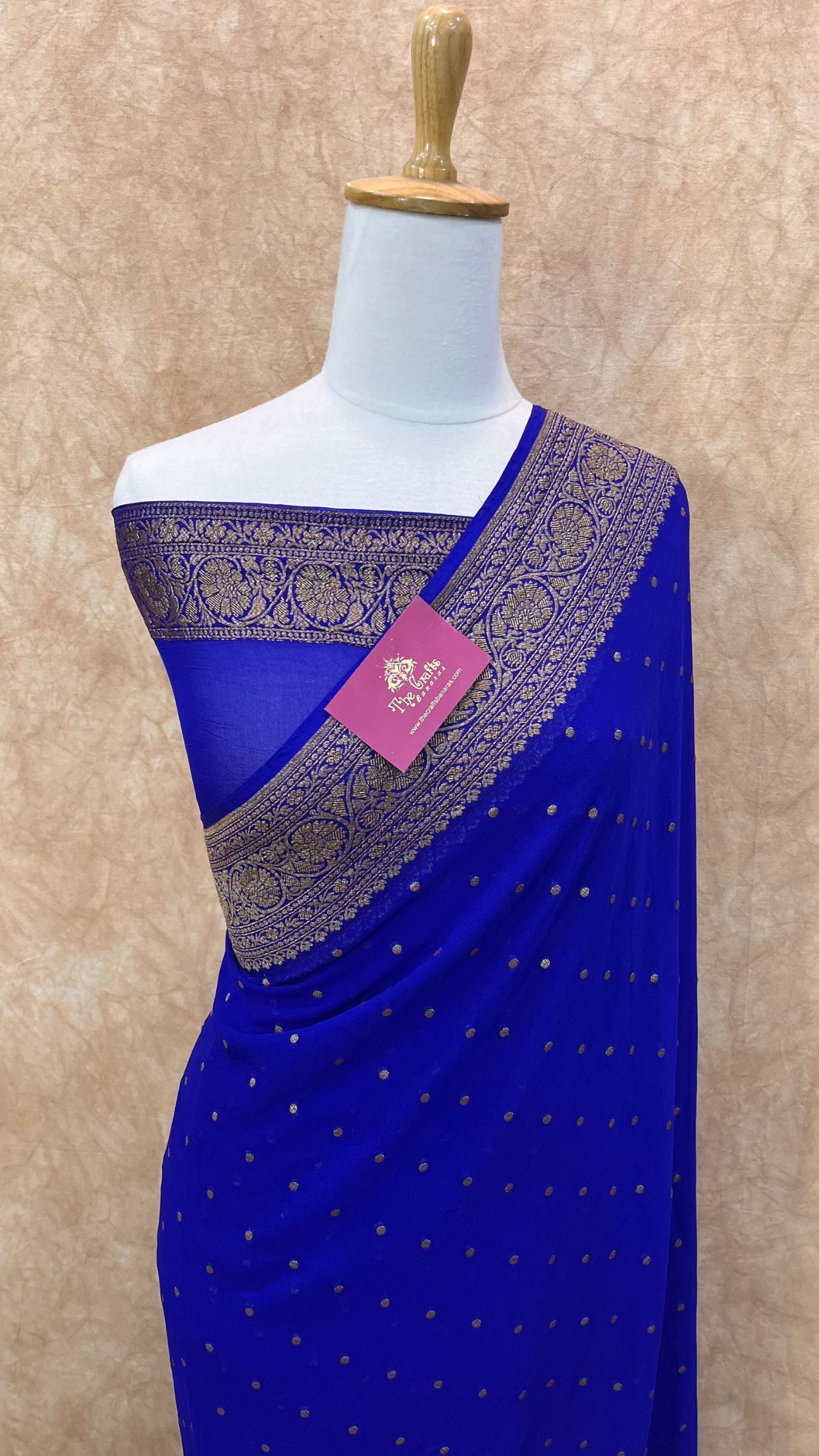 Khaddi Georgette Banarasi Saree - Antique Zari