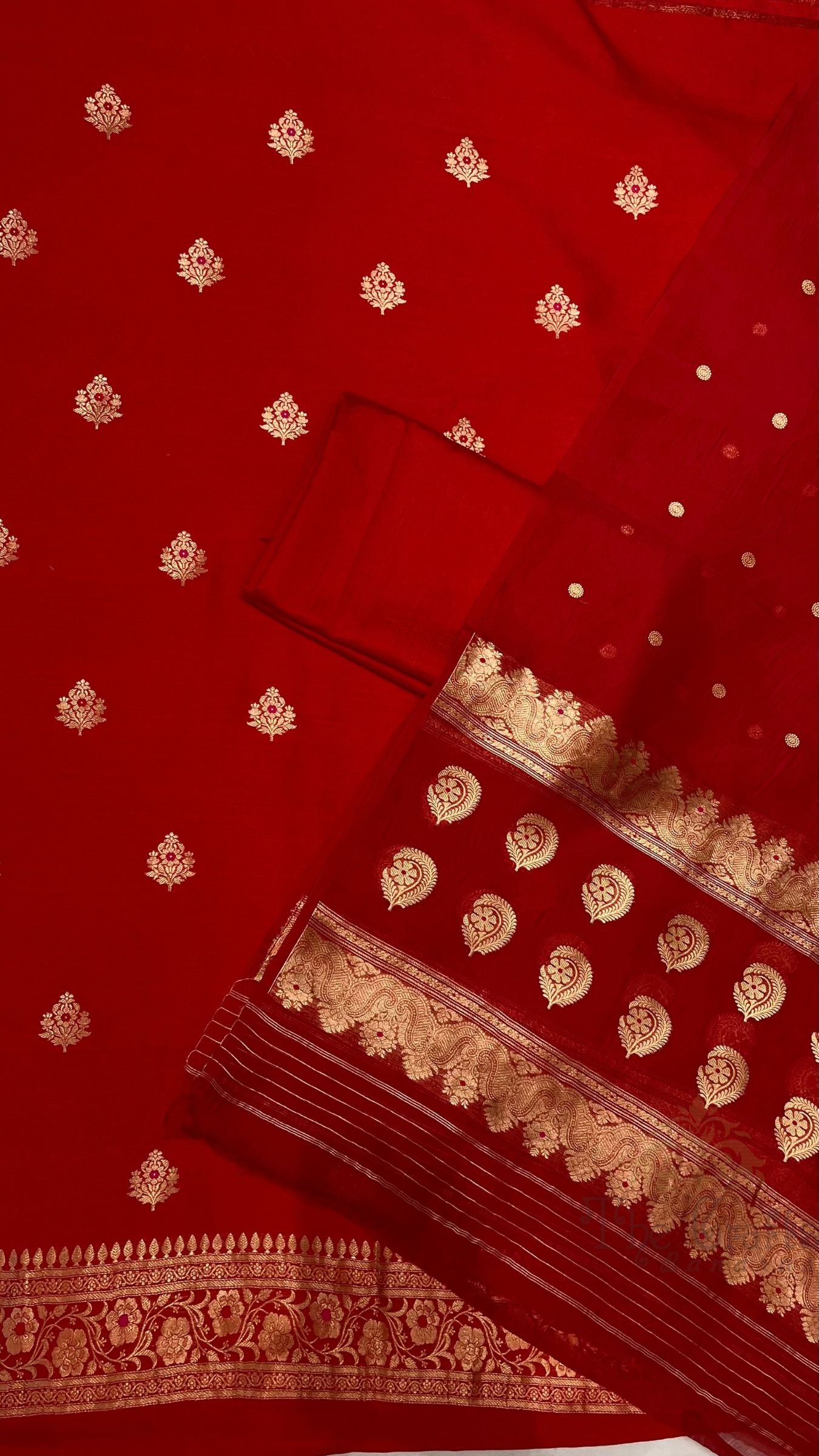 Pure Chiniya Silk Handloom Banarasi Dress Material - Meenakari