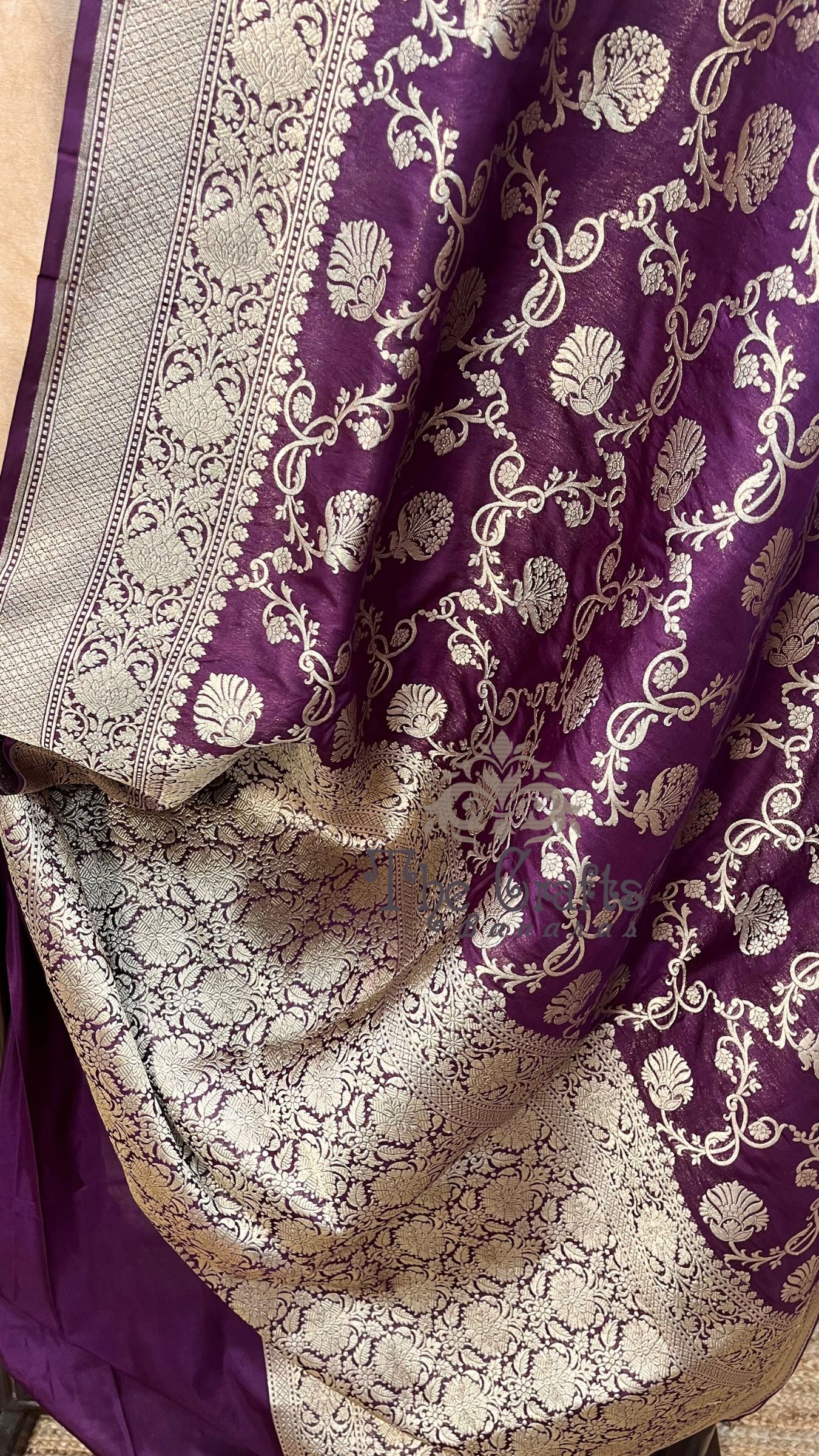 Pure Katan Silk Handloom Banarasi Saree - Jaal work