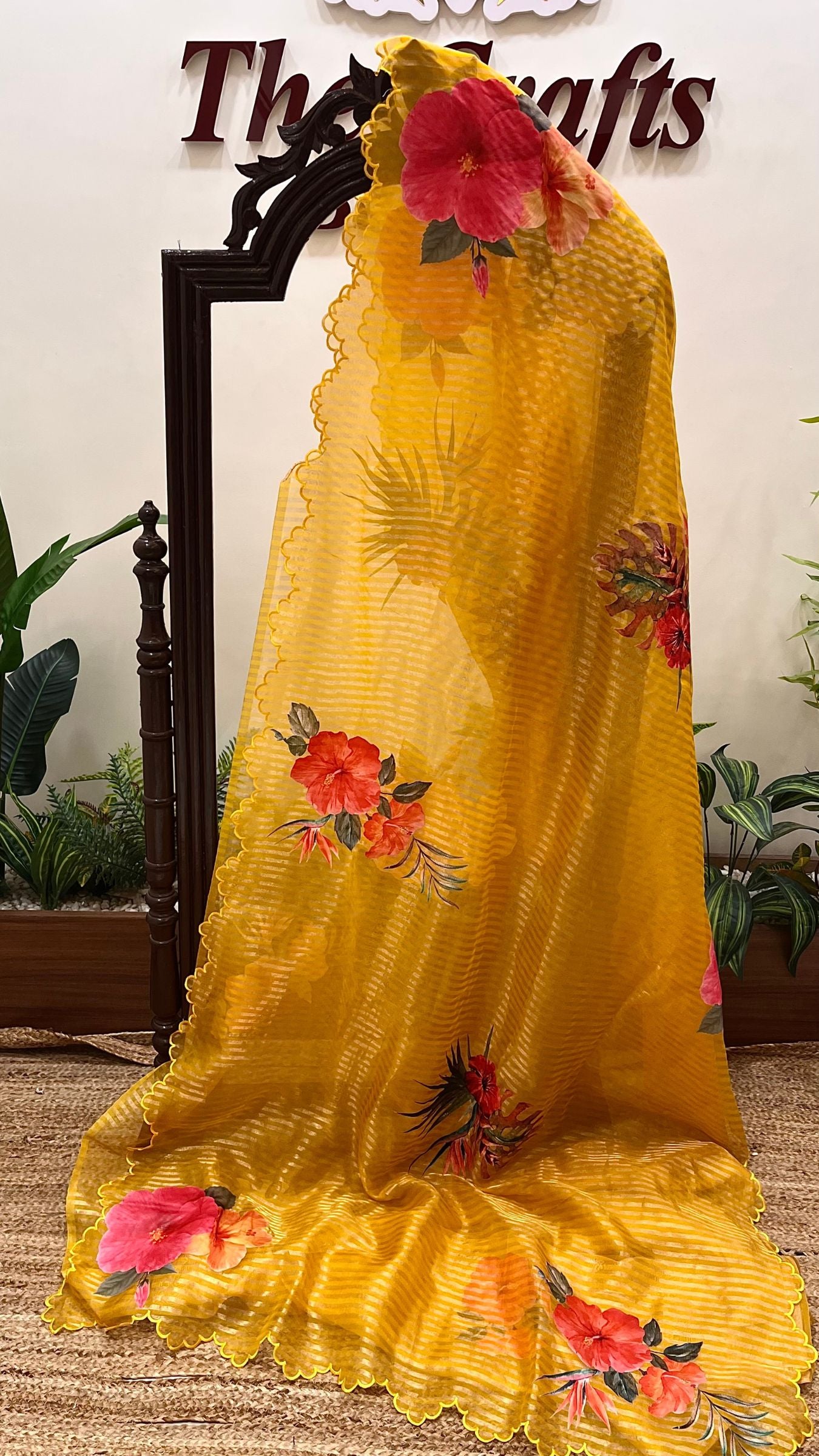 Pure Kora  Tissue Silk Banarasi Saree - with Digital Print