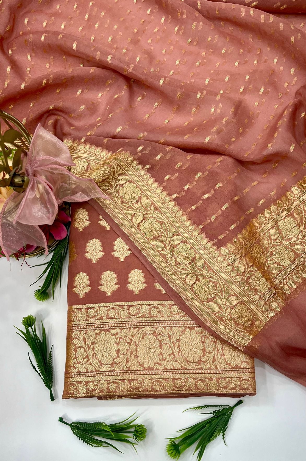 Khaddi Georgette Banarasi Dress Material