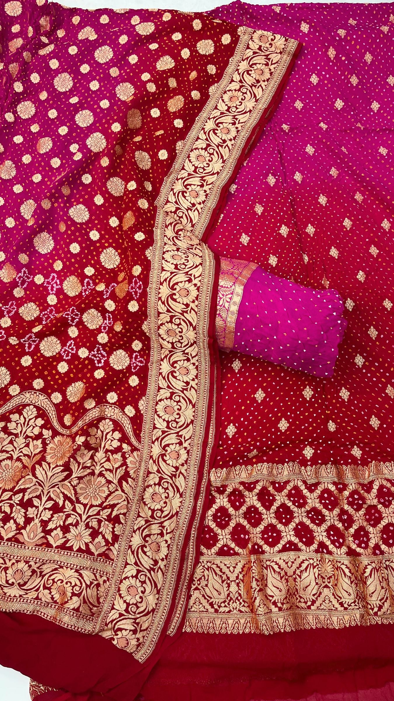 Pure Georgette Banarasi Bandhej Dress Material