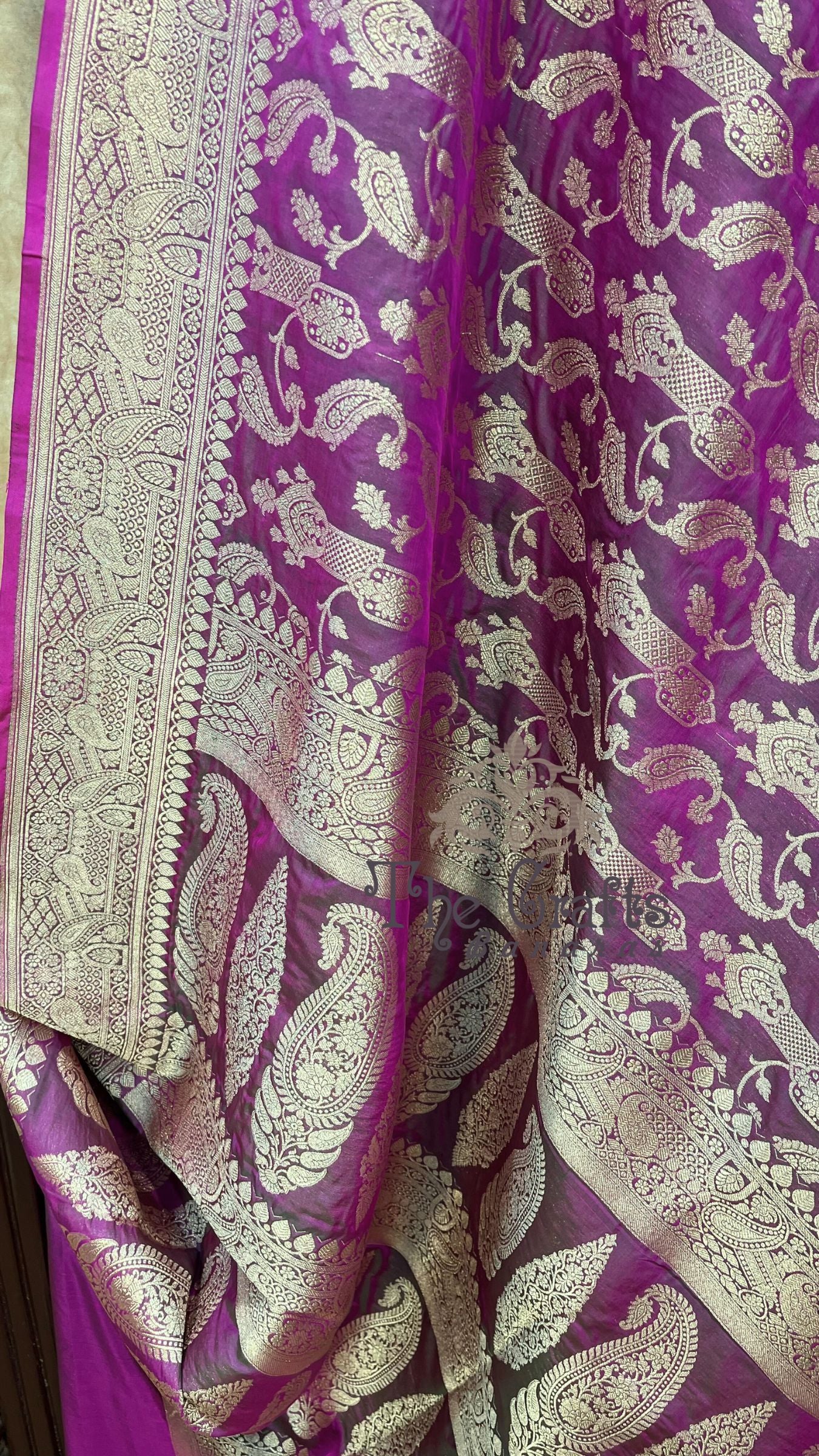 Pure Katan Silk Handloom Banarasi Saree - Jaal work