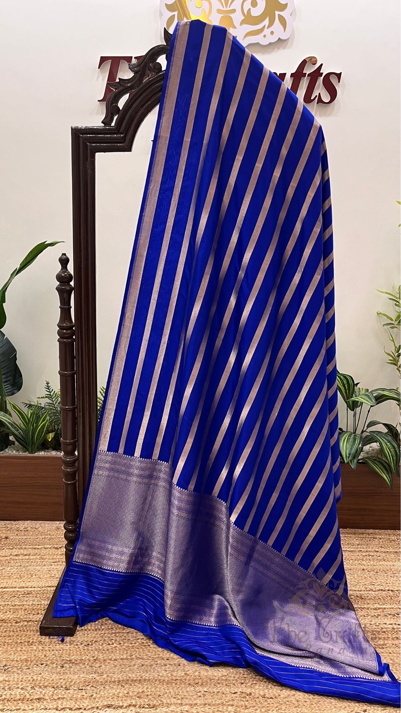 Pure Katan Silk Handloom Banarasi Saree - Stripes