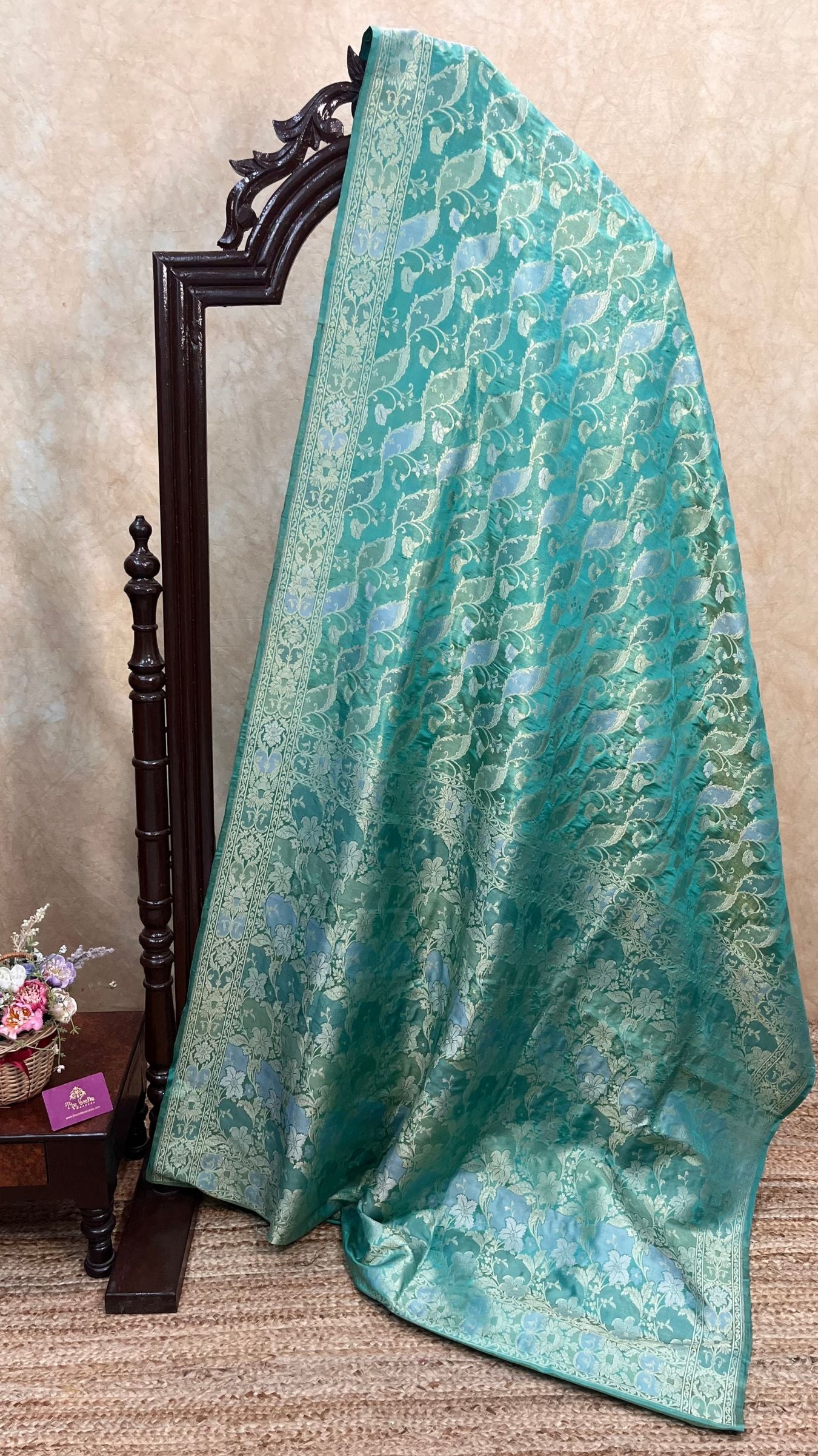 Pure Katan Silk Handloom Banarasi Saree - All over Sona Roopa Jaal work