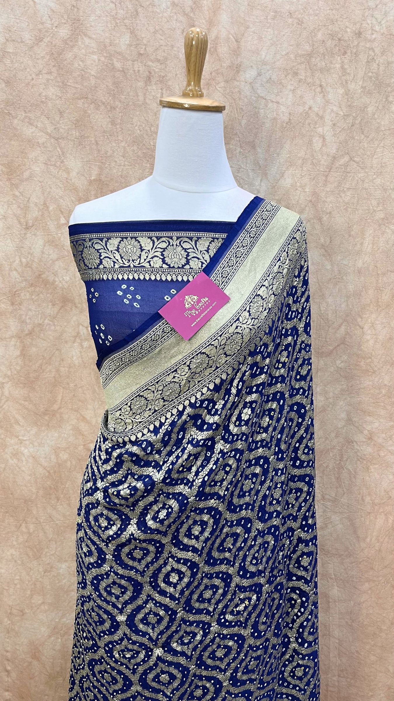 Pure Georgette Banarasi Handloom Bandhej Saree