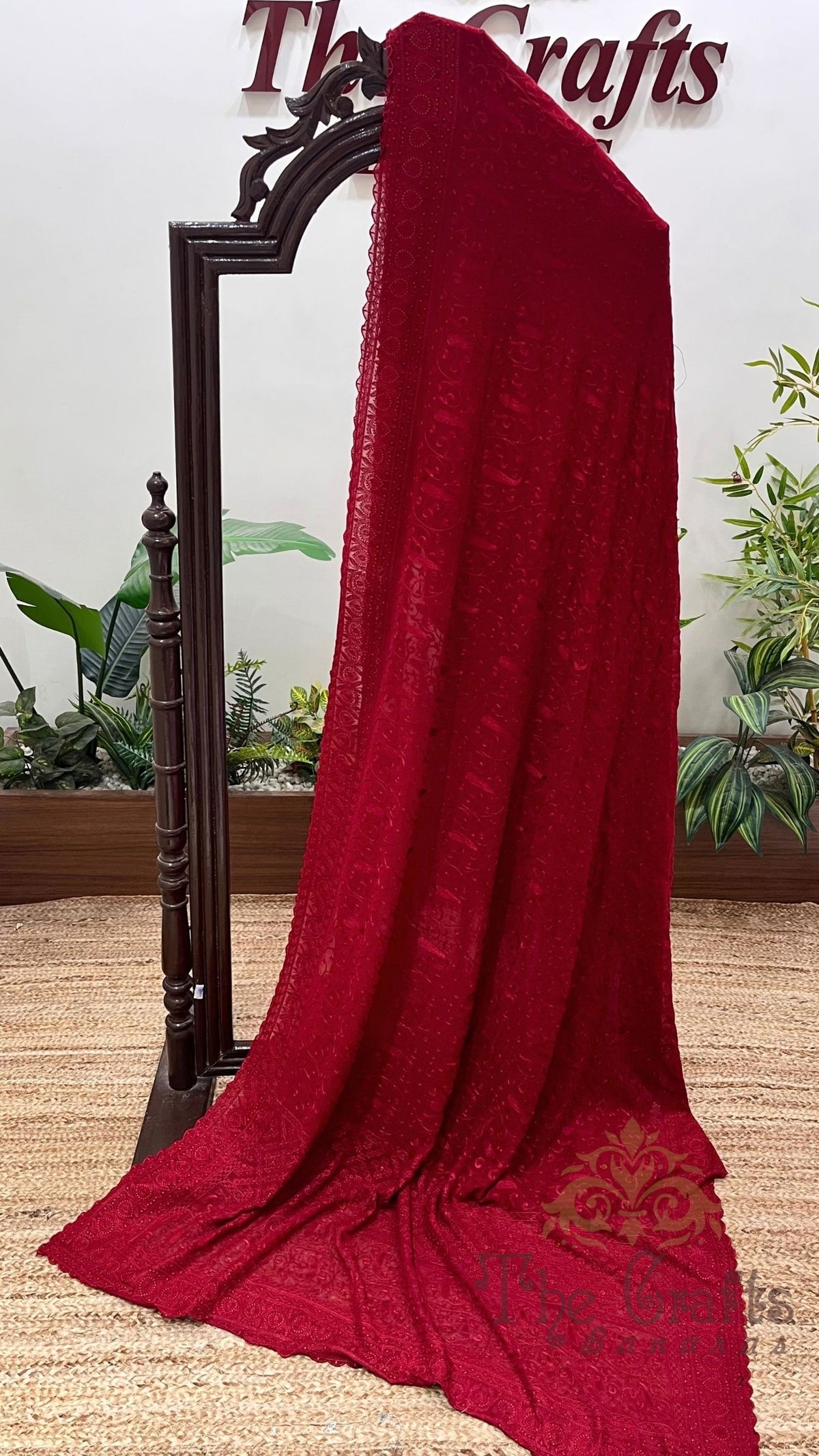 Pure Georgette Chikankari Handloom Banarasi Saree