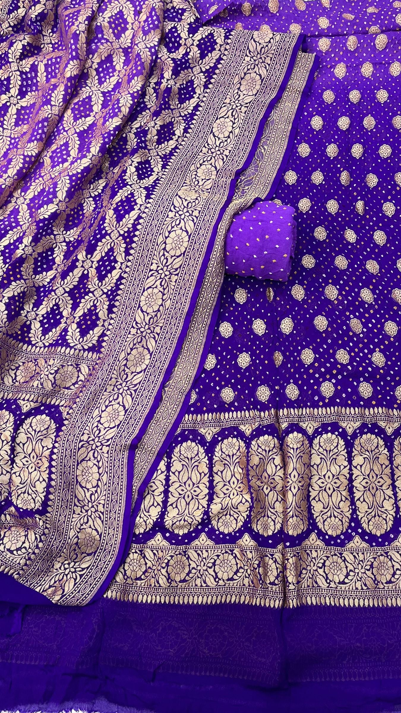 Pure Georgette Banarasi Bandhej Dress Material