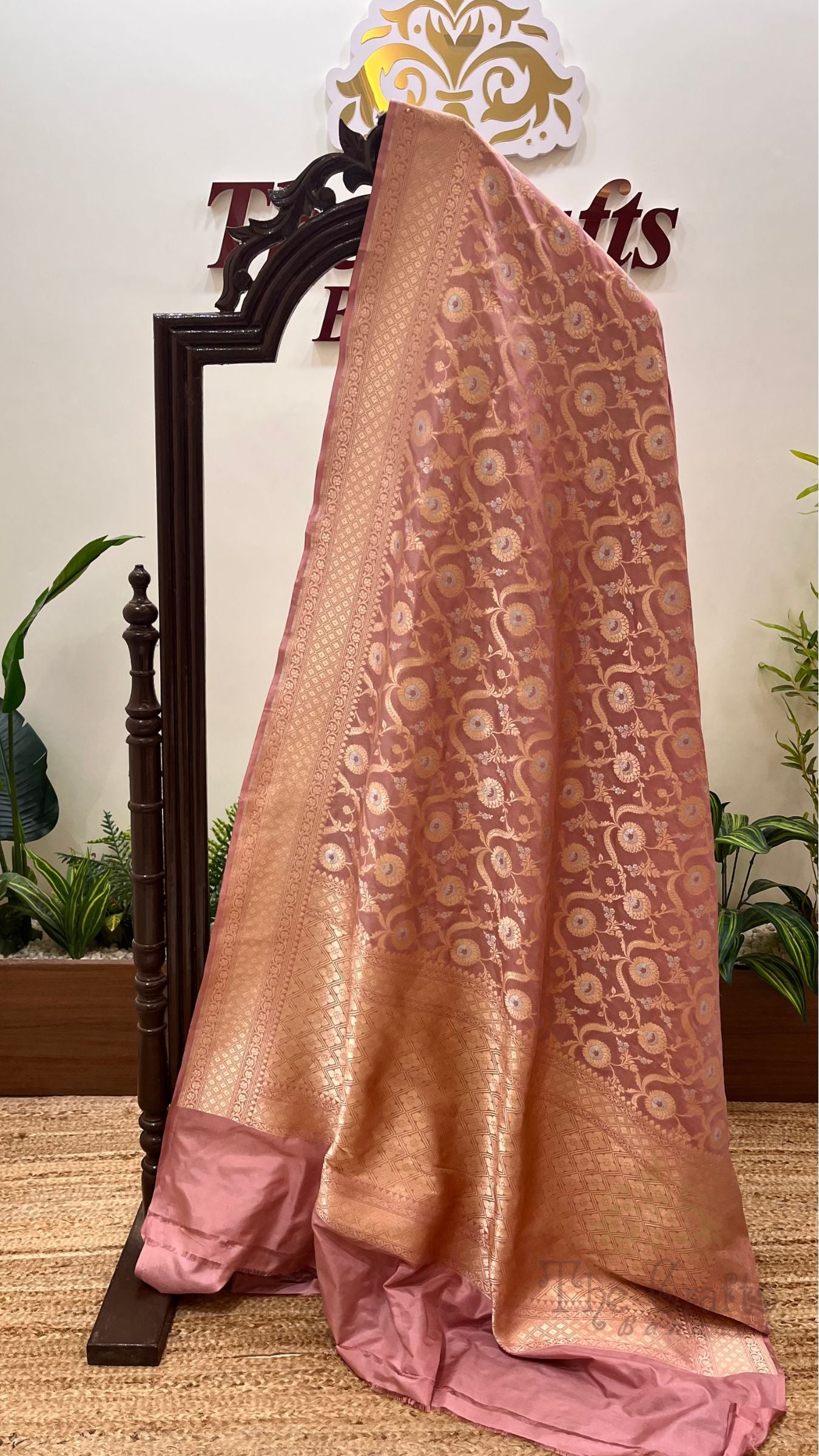 Pure Katan Silk Handloom Banarasi Saree - All Over Sona Rupa Jaal Work