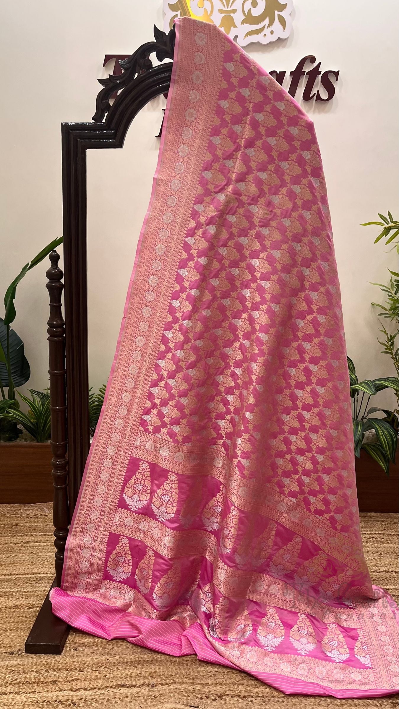 Pure Katan Silk Handloom Banarasi Saree - All over Sona Roopa Jaal work