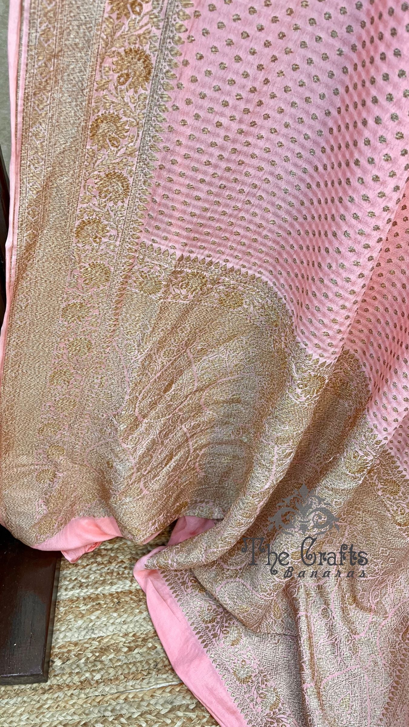Pure Crepe Georgette Banarasi Saree - Antique Zari