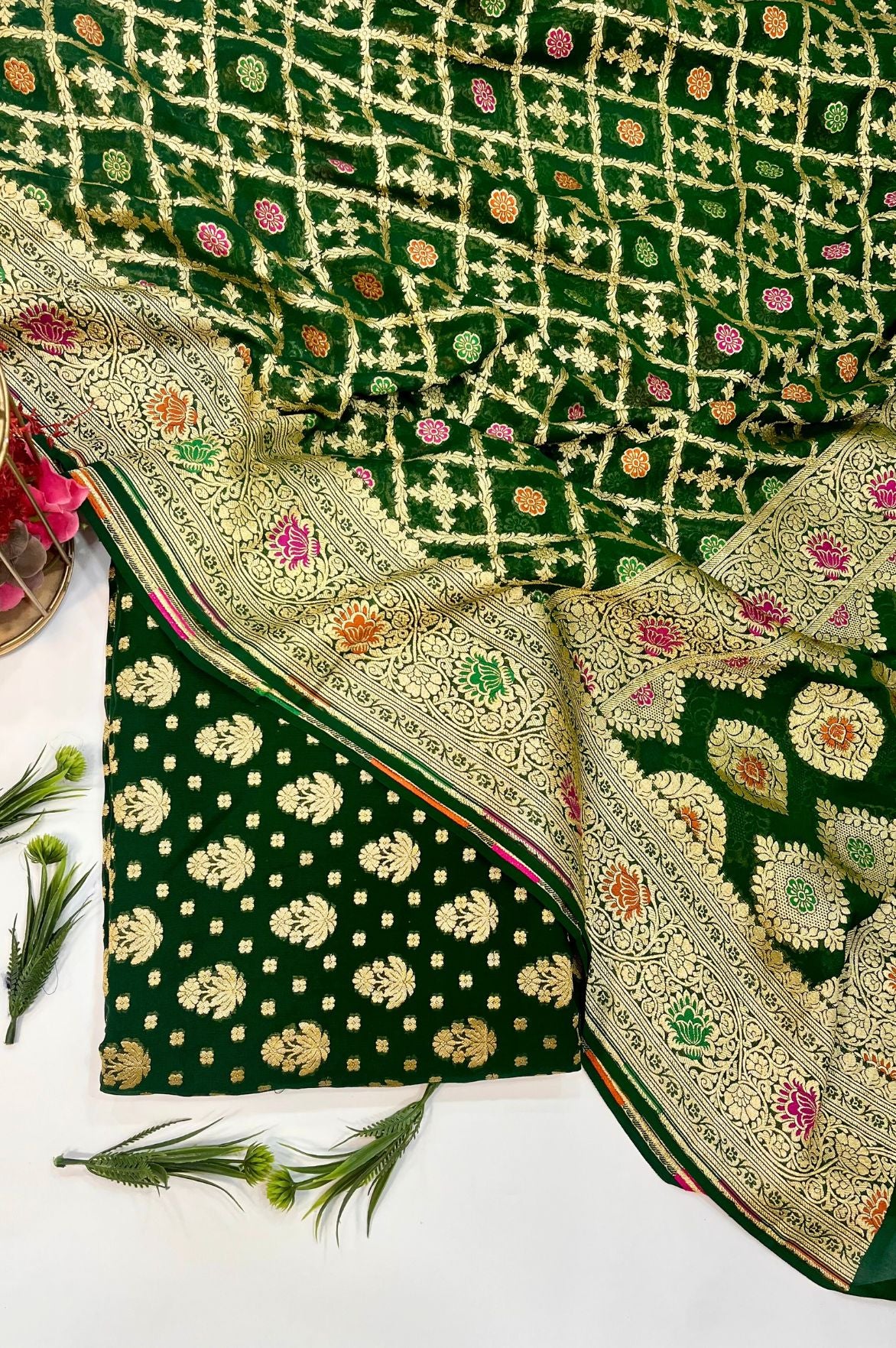 Khaddi Georgette Banarasi Dress Material