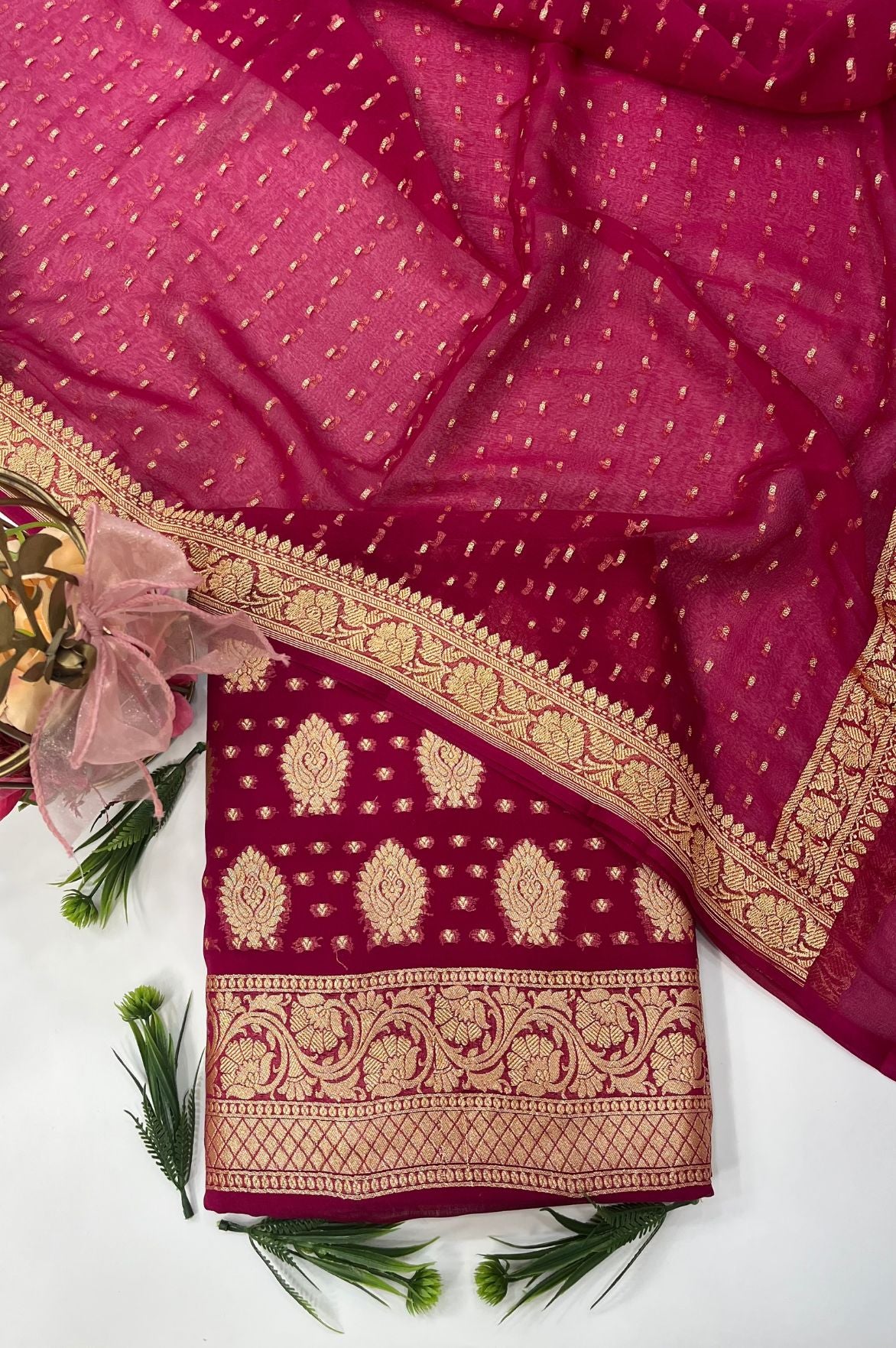 Khaddi Georgette Banarasi Dress Material