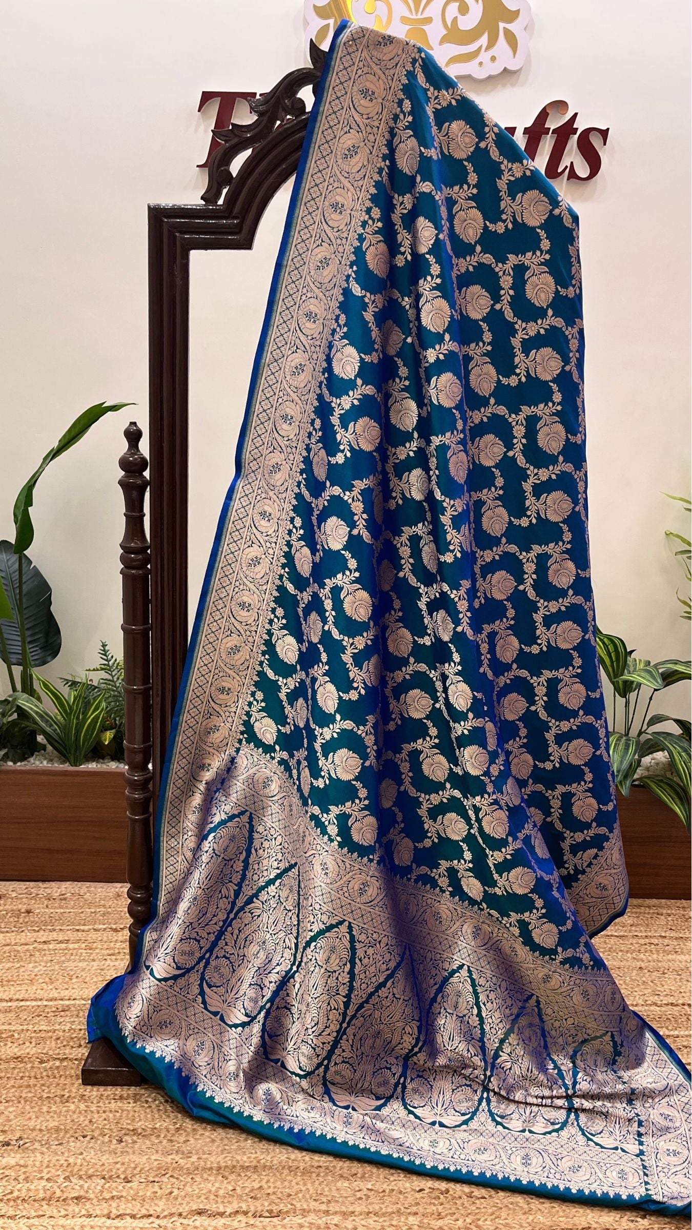 Pure Katan Silk Handloom Banarasi Saree - All Over Sona Rupa Jaal Work