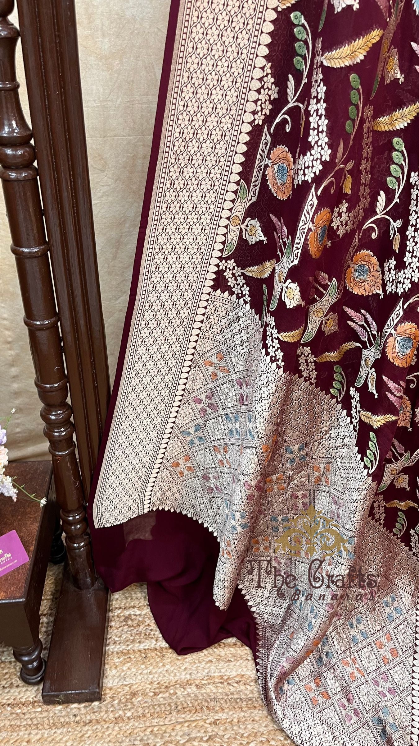 Khaddi Georgette Handloom Banarasi Saree - Water Zari