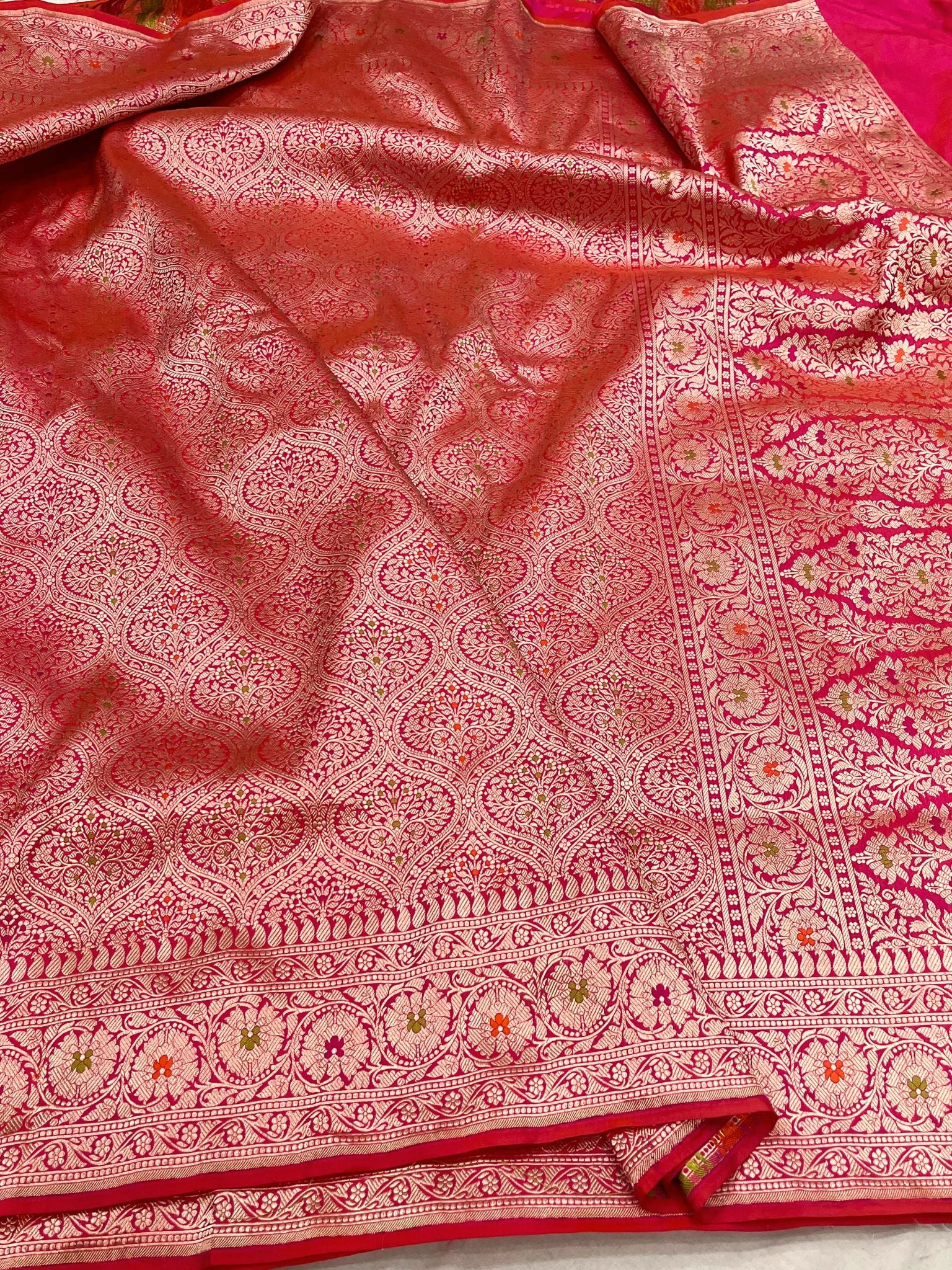Pure Katan Silk Handloom Banarasi Saree - Tanchui Brocade Meena