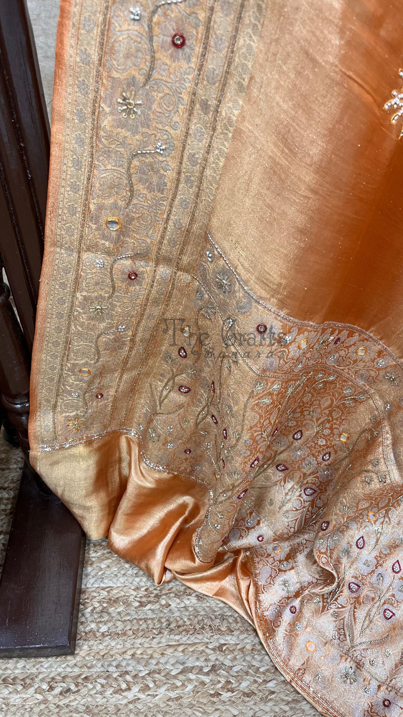 Pure Kora Ttissue Silk Handloom Banarasi Saree - With Hand Embroidered Zardozi