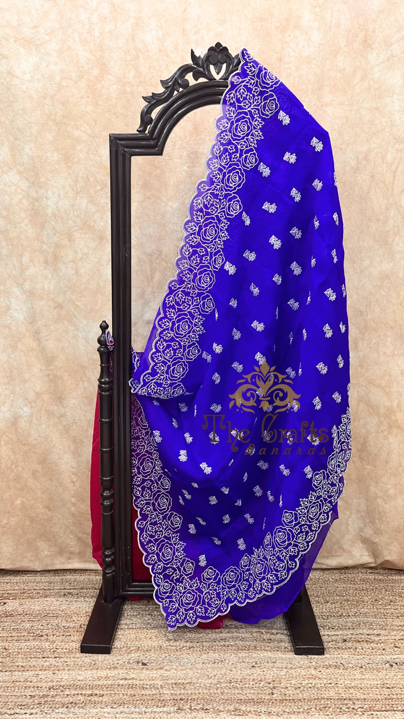 Pure Kora Organza Silk Banarasi Saree - Chikankari all over