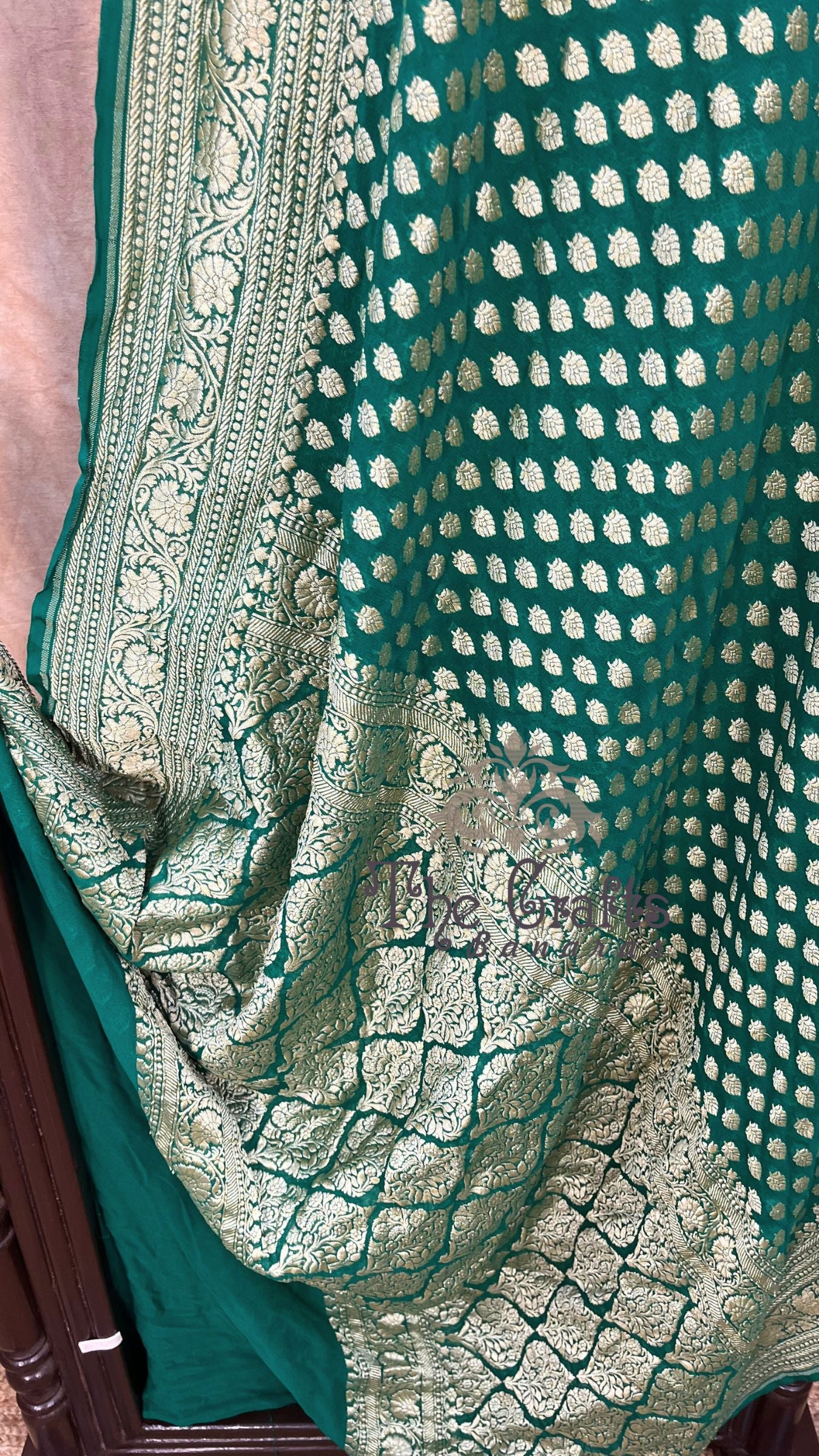 Khaddi Georgette Banarasi Saree - Gold Zari