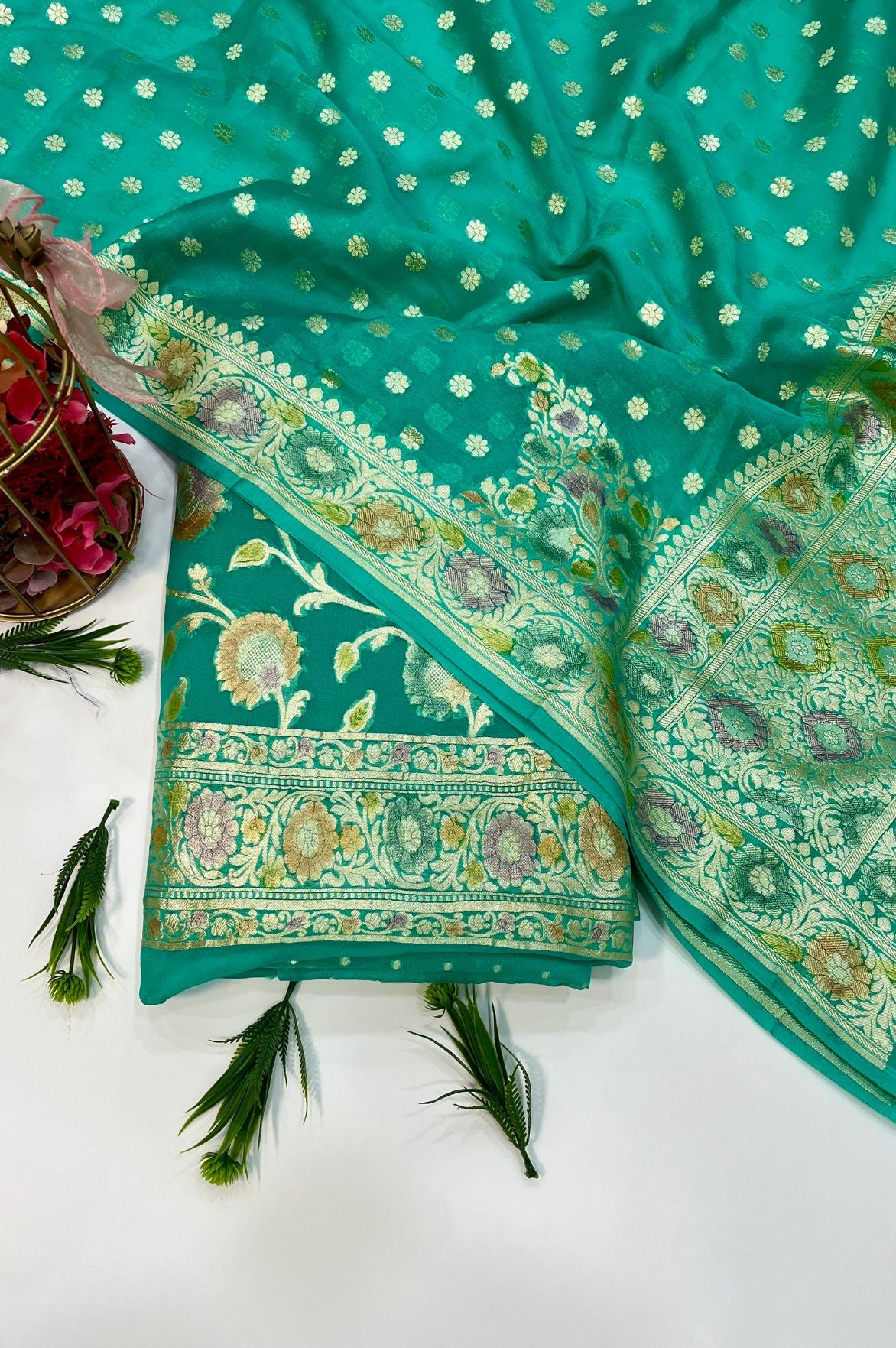 Khaddi Georgette Banarasi Dress Material