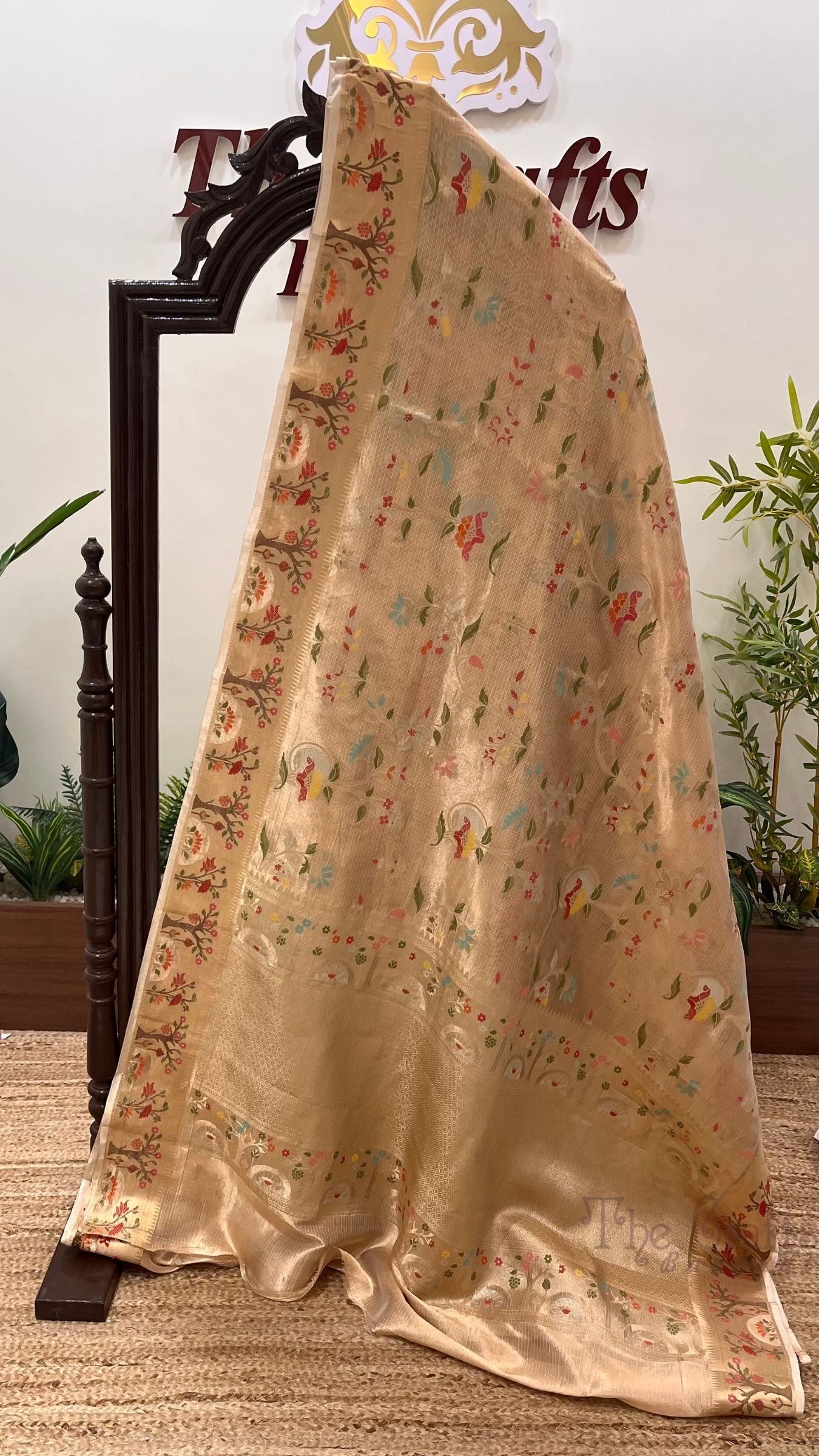 Pure Zari Kota Tissue Silk Handloom  Banarasi Saree - Meenakari
