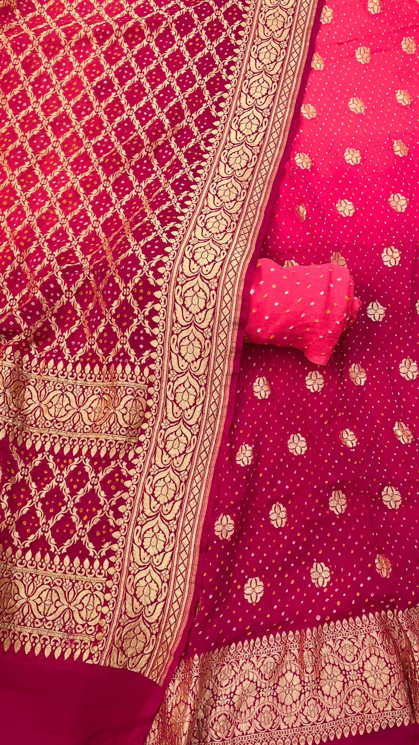 Pure Georgette Banarasi Bandhej Dress Material