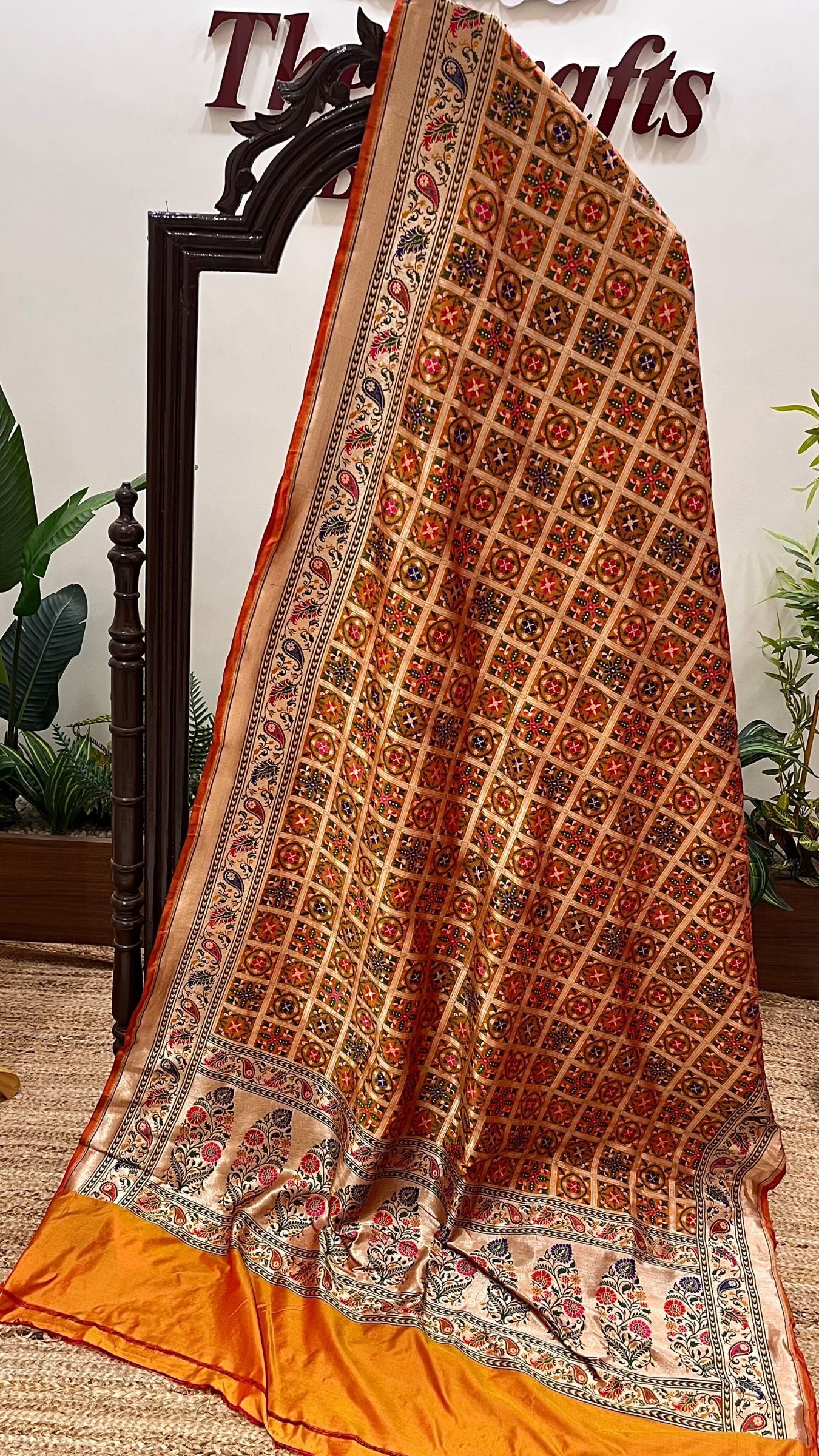 Pure Katan Silk Handloom Banarasi Saree - Patola Meenakari Jaal Work