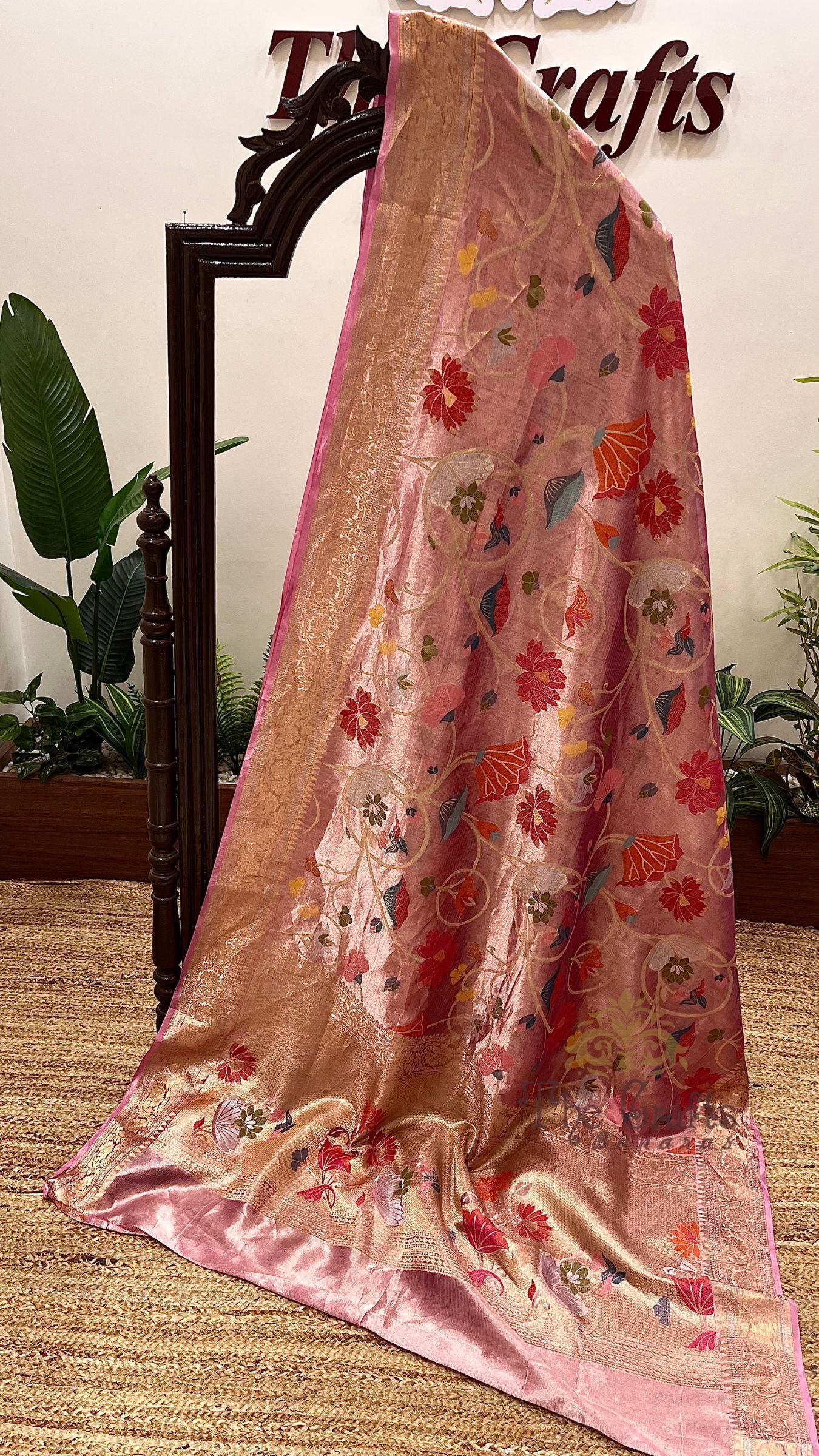 Pure Zari Kota Tissue Silk Handloom  Banarasi Saree - Meenakari