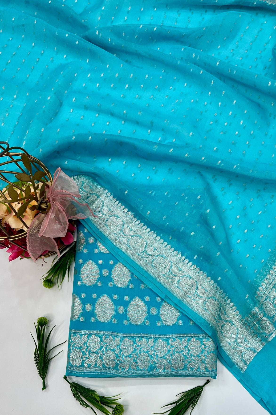 Khaddi Georgette Banarasi Dress Material