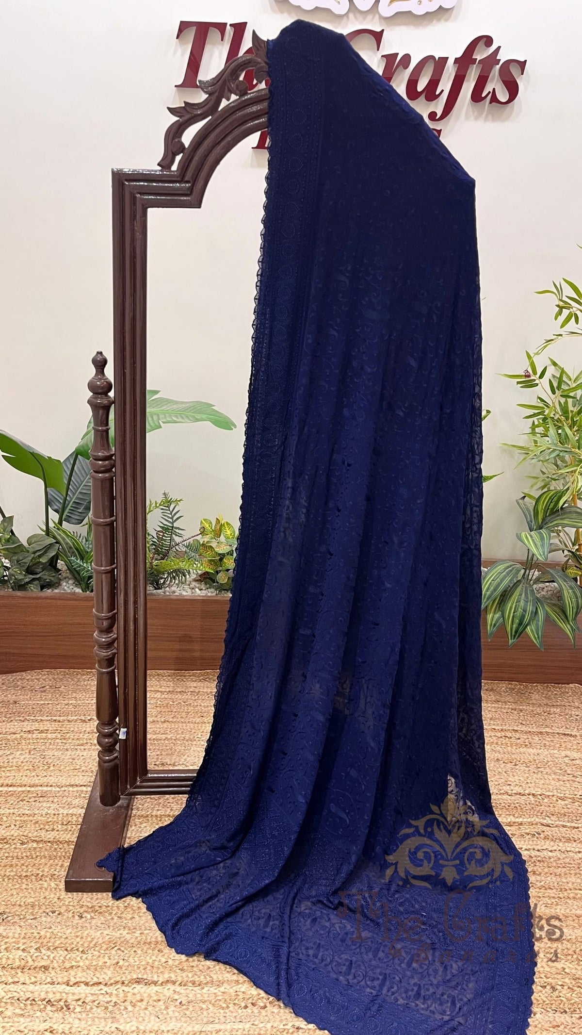 Pure Georgette Chikankari Handloom Banarasi Saree