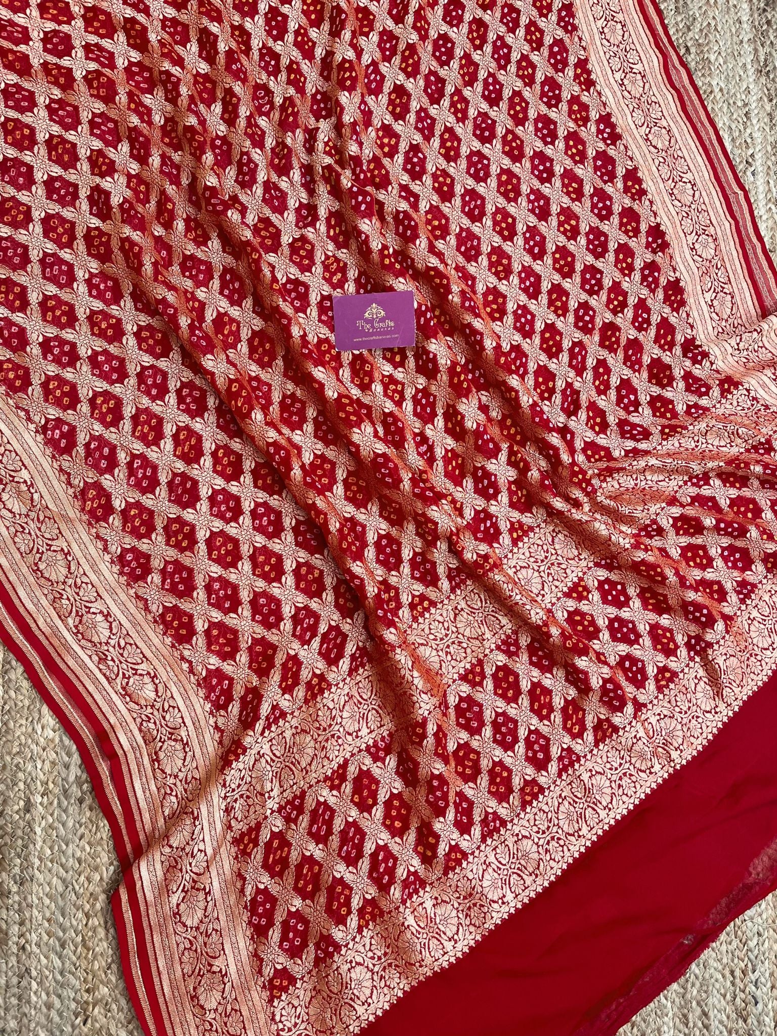 Khaddi Georgette Banarasi Handloom Bandhej Dupatta